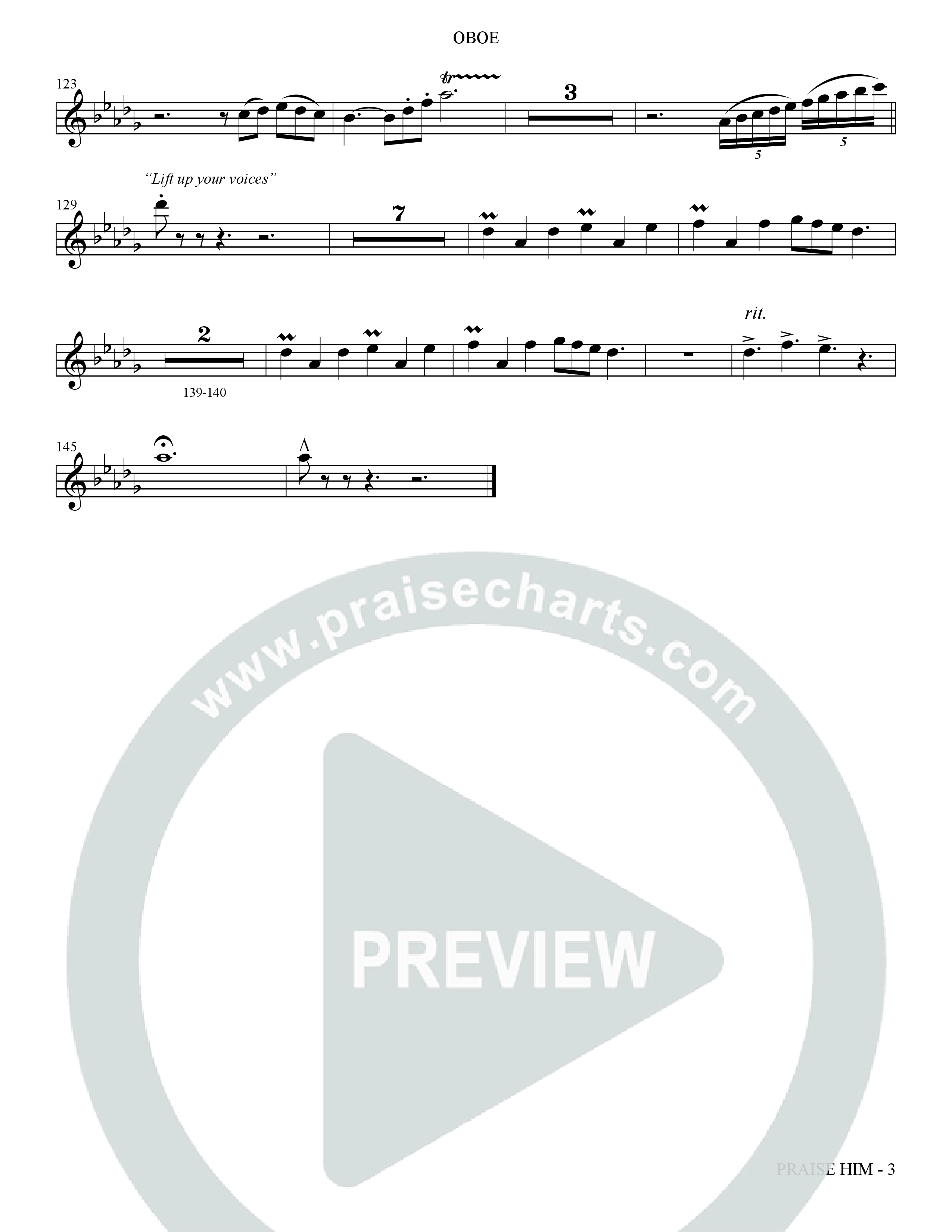 Praise Him (Choral Anthem SATB) Oboe (The Brooklyn Tabernacle Choir / Arr. Carol Cymbala / Orch. Jason Michael Webb)
