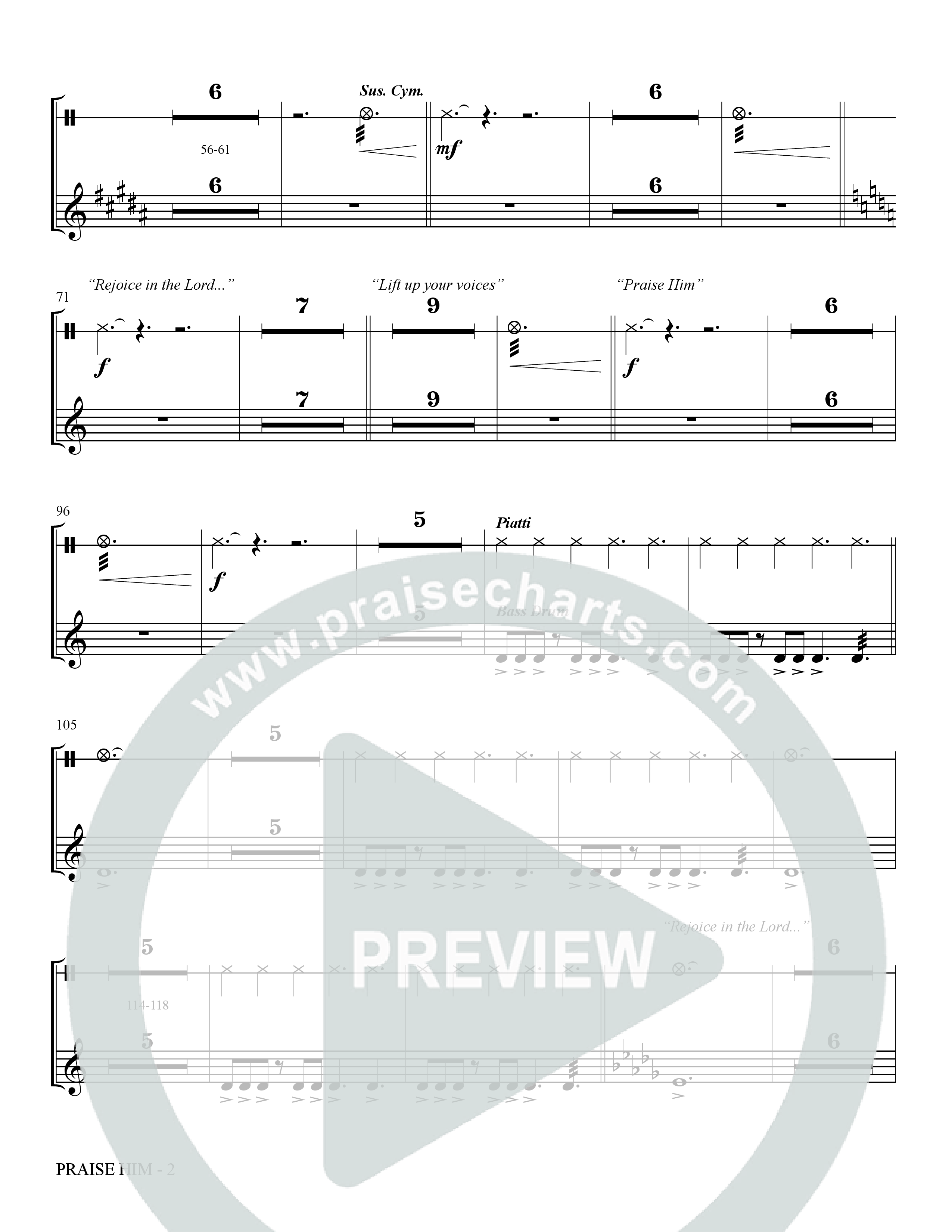 Praise Him (Choral Anthem SATB) Percussion (The Brooklyn Tabernacle Choir / Arr. Carol Cymbala / Orch. Jason Michael Webb)