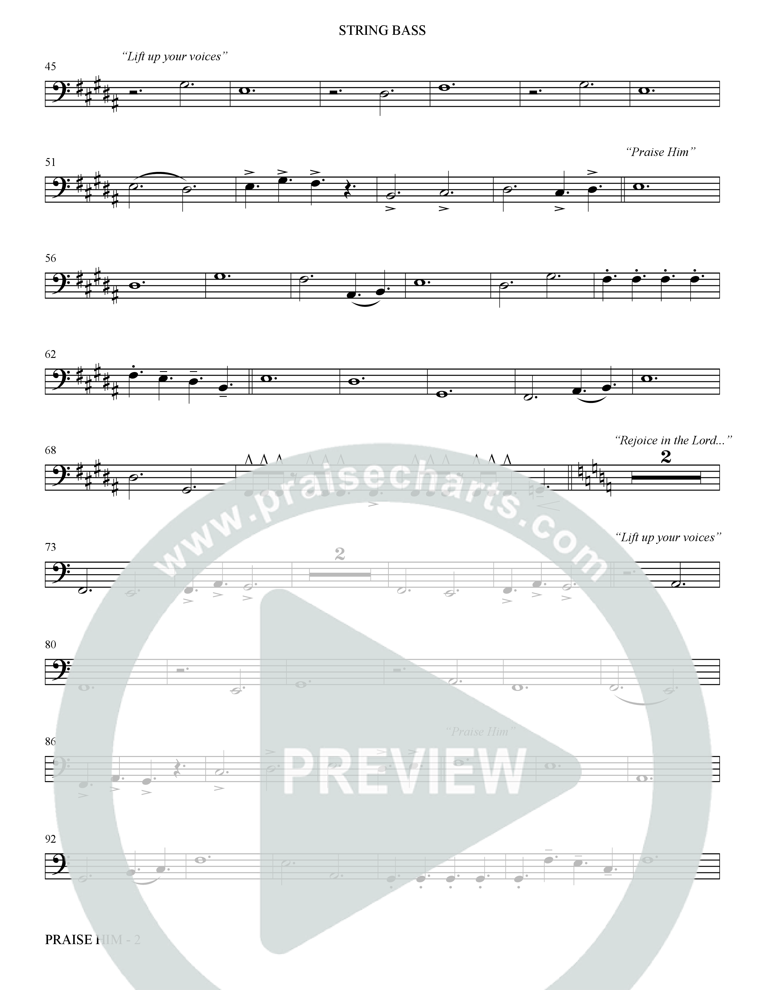 Praise Him (Choral Anthem SATB) String Bass (The Brooklyn Tabernacle Choir / Arr. Carol Cymbala / Orch. Jason Michael Webb)