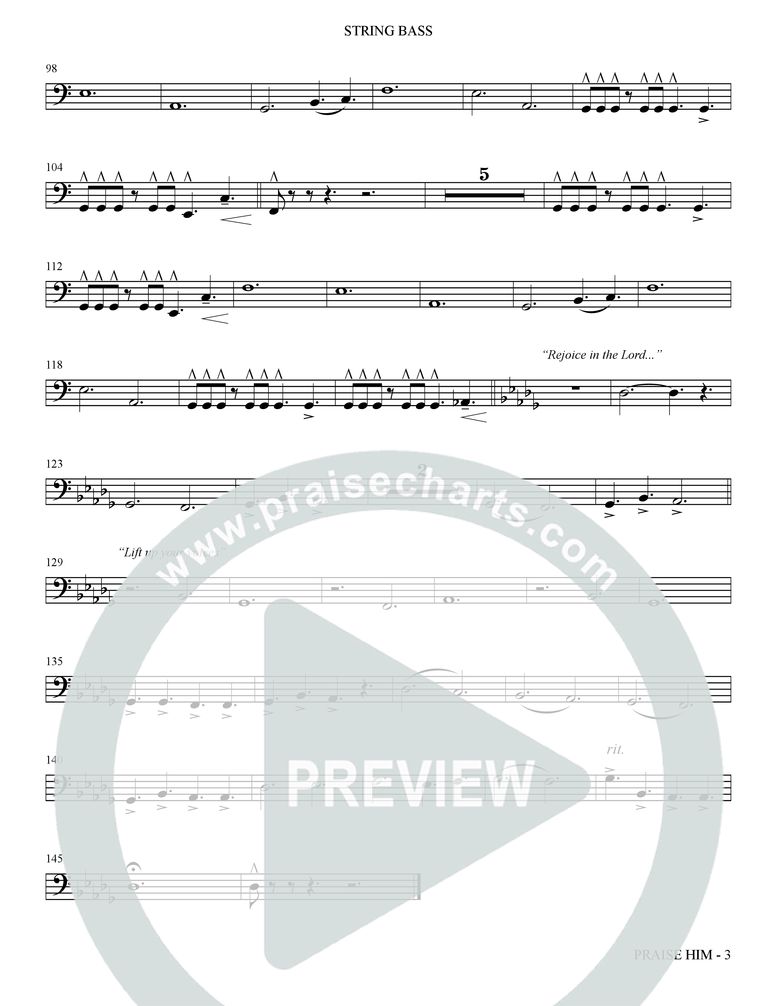 Praise Him (Choral Anthem SATB) String Bass (The Brooklyn Tabernacle Choir / Arr. Carol Cymbala / Orch. Jason Michael Webb)