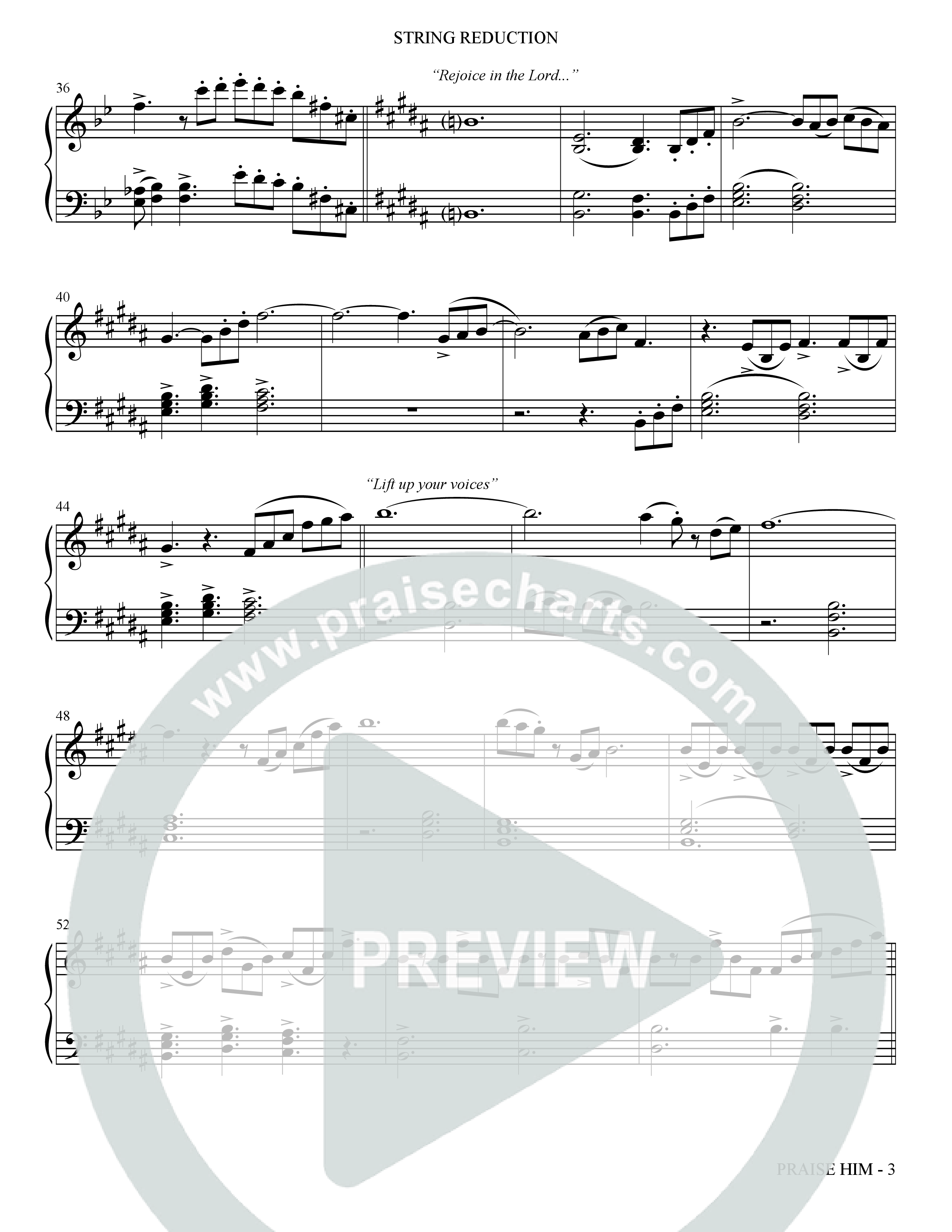 Praise Him (Choral Anthem SATB) String Reduction (The Brooklyn Tabernacle Choir / Arr. Carol Cymbala / Orch. Jason Michael Webb)
