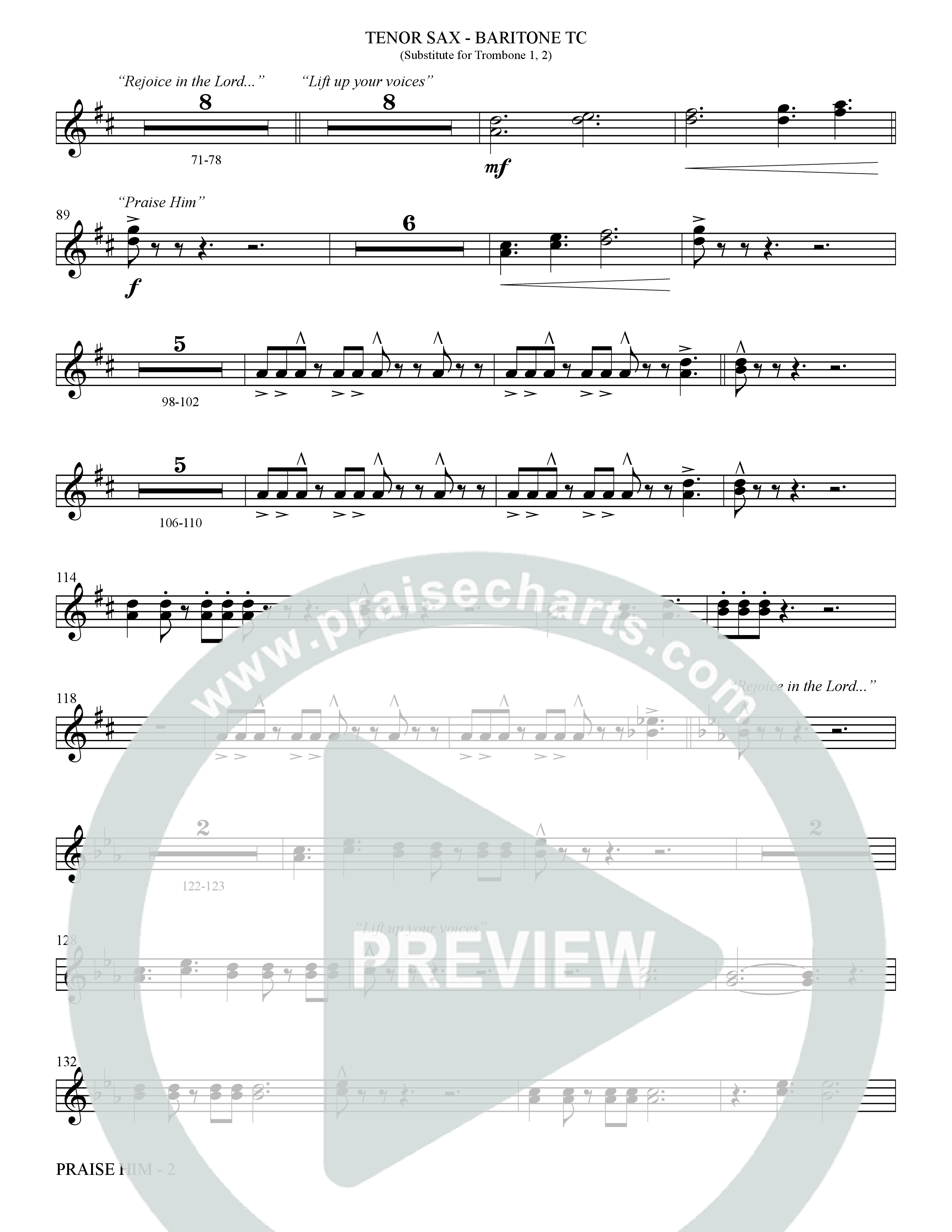 Praise Him (Choral Anthem SATB) Tenor Sax/Baritone T.C. (The Brooklyn Tabernacle Choir / Arr. Carol Cymbala / Orch. Jason Michael Webb)