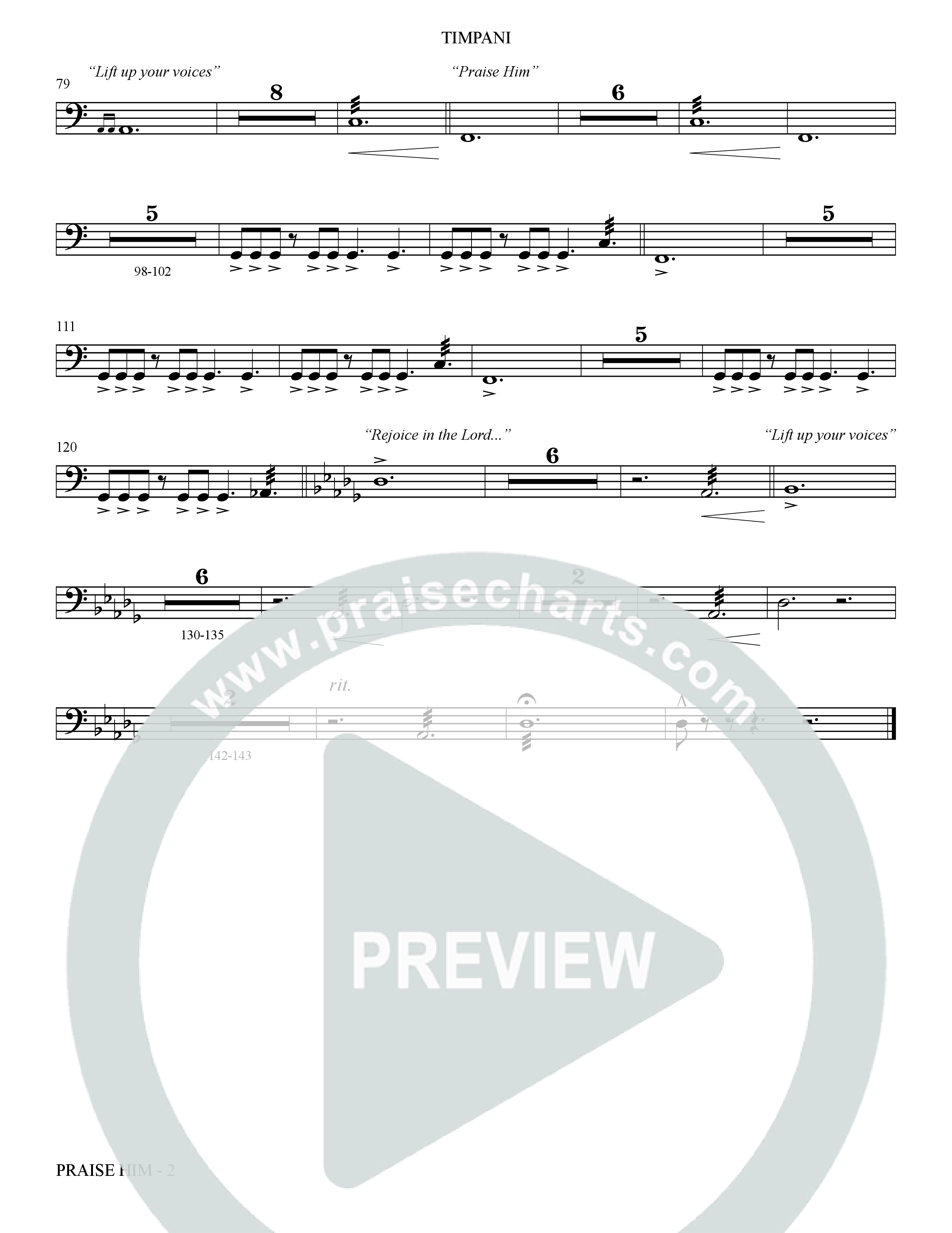 Praise Him (Choral Anthem SATB) Timpani (The Brooklyn Tabernacle Choir / Arr. Carol Cymbala / Orch. Jason Michael Webb)