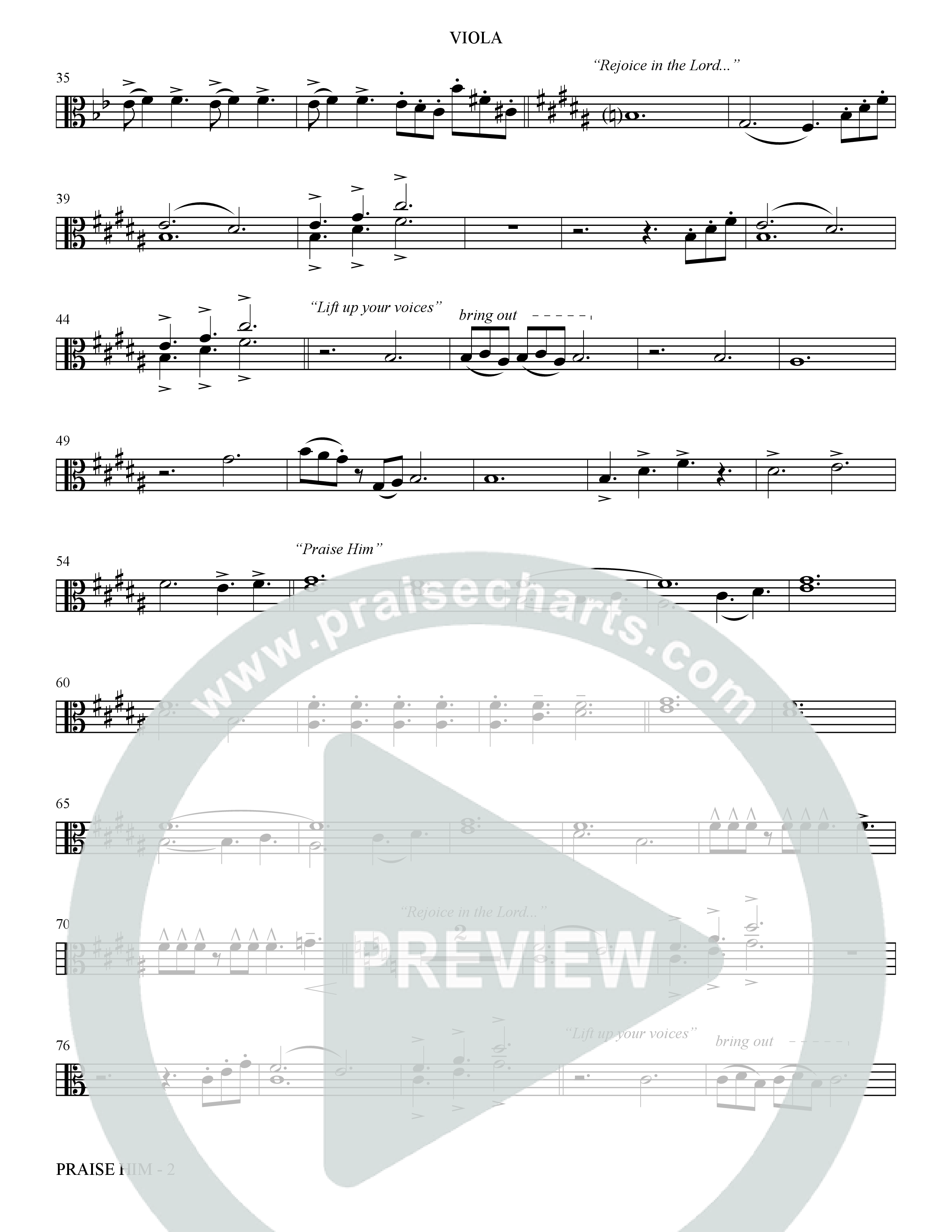 Praise Him (Choral Anthem SATB) Viola (The Brooklyn Tabernacle Choir / Arr. Carol Cymbala / Orch. Jason Michael Webb)