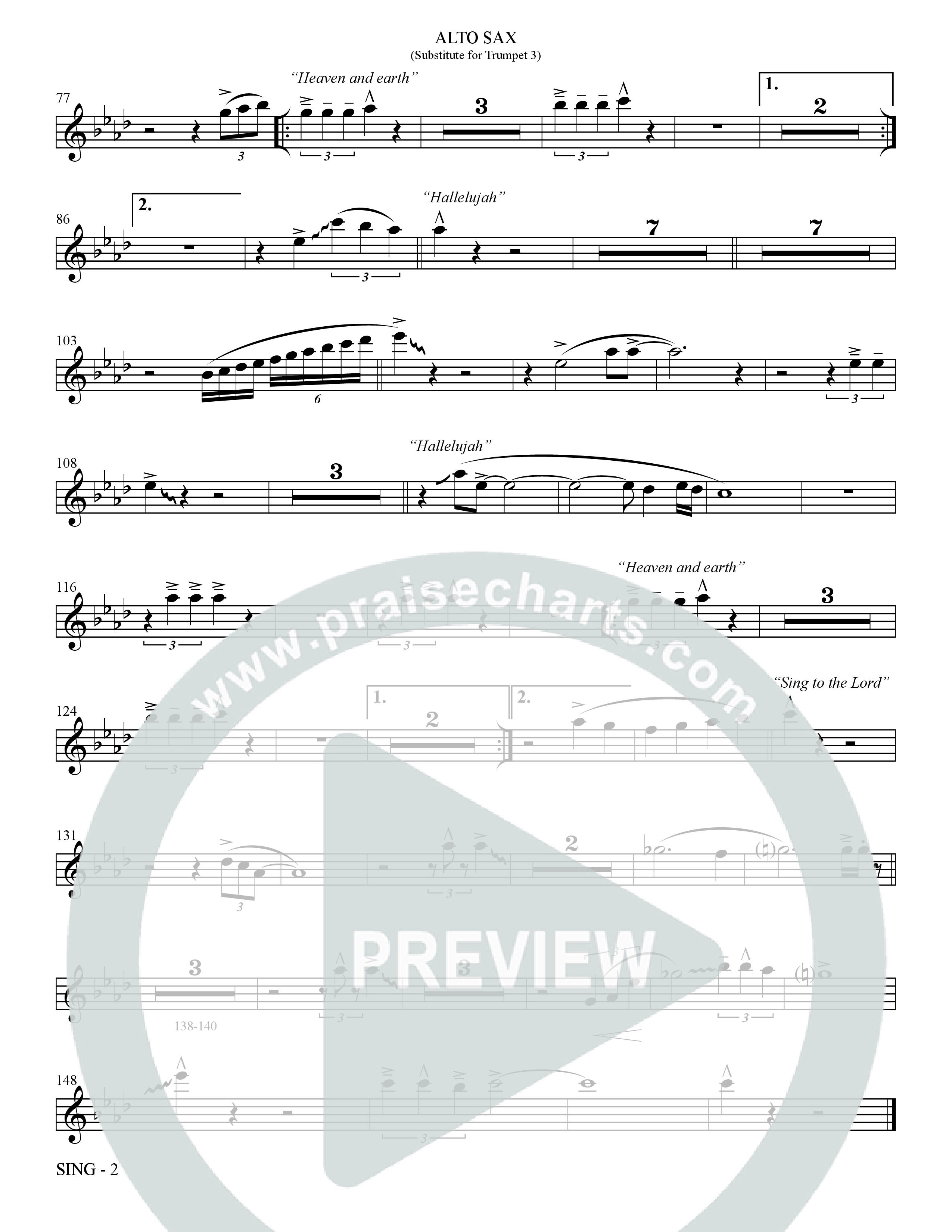 Sing (Choral Anthem SATB) Alto Sax (The Brooklyn Tabernacle Choir / Arr. Carol Cymbala)