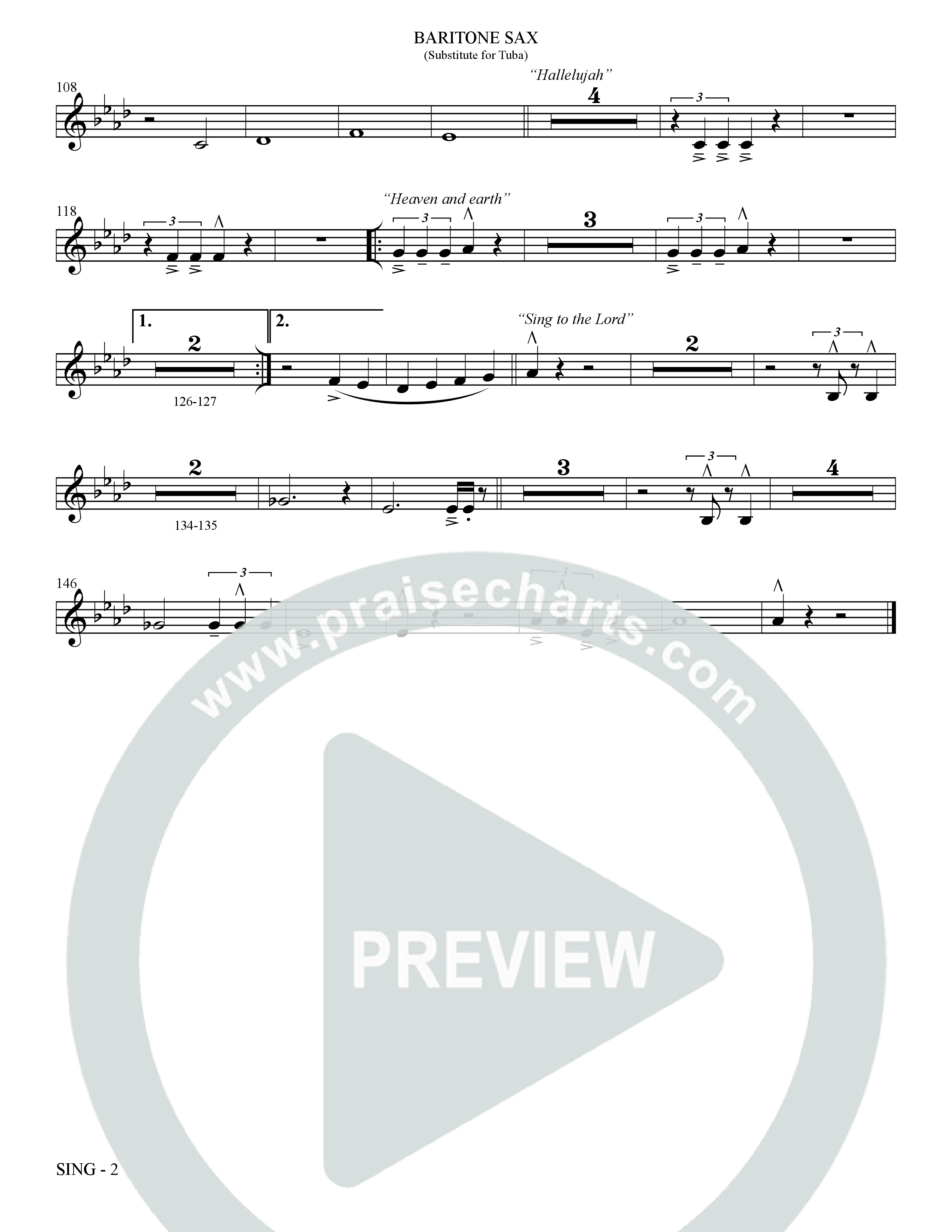 Sing (Choral Anthem SATB) Bari Sax (The Brooklyn Tabernacle Choir / Arr. Carol Cymbala)