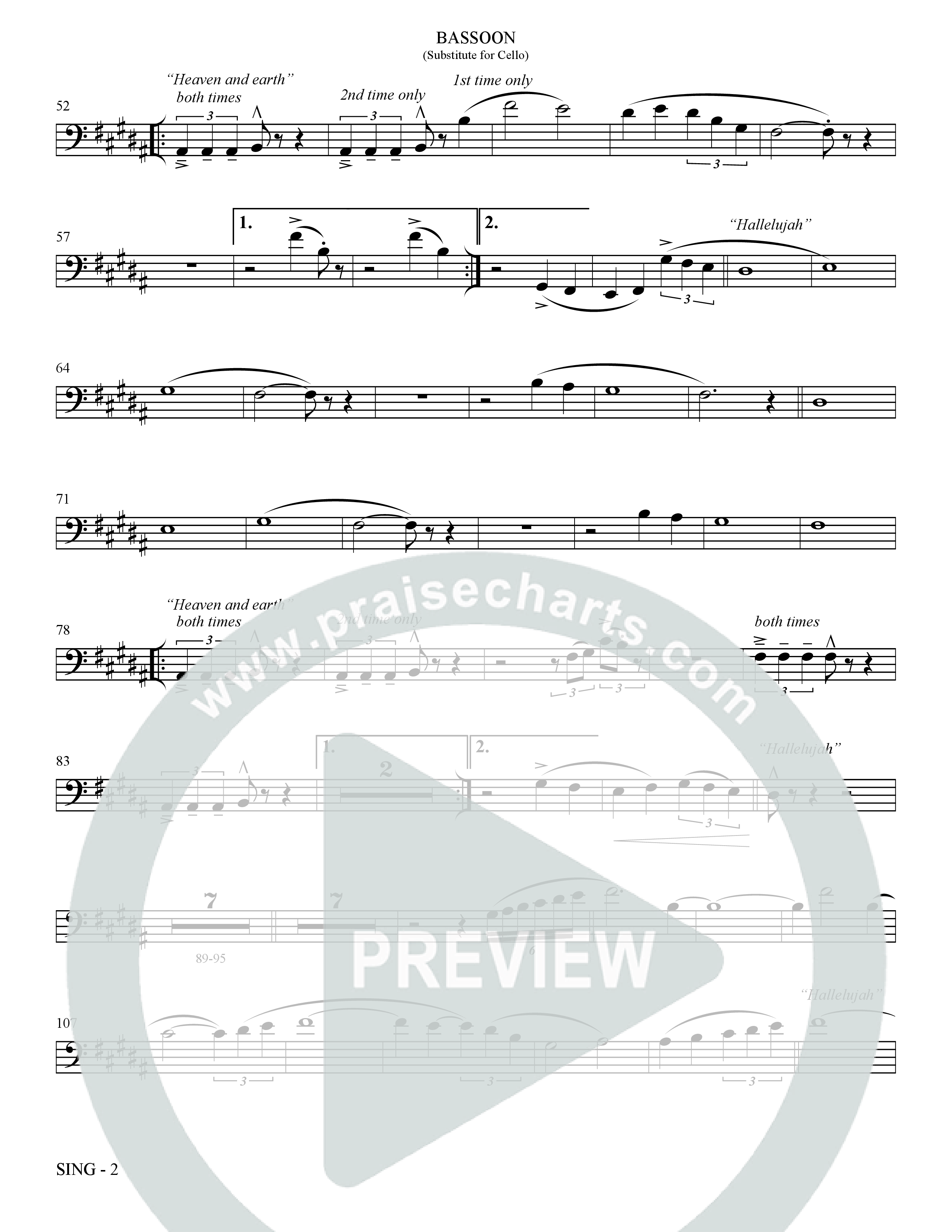 Sing (Choral Anthem SATB) Bassoon (The Brooklyn Tabernacle Choir / Arr. Carol Cymbala)