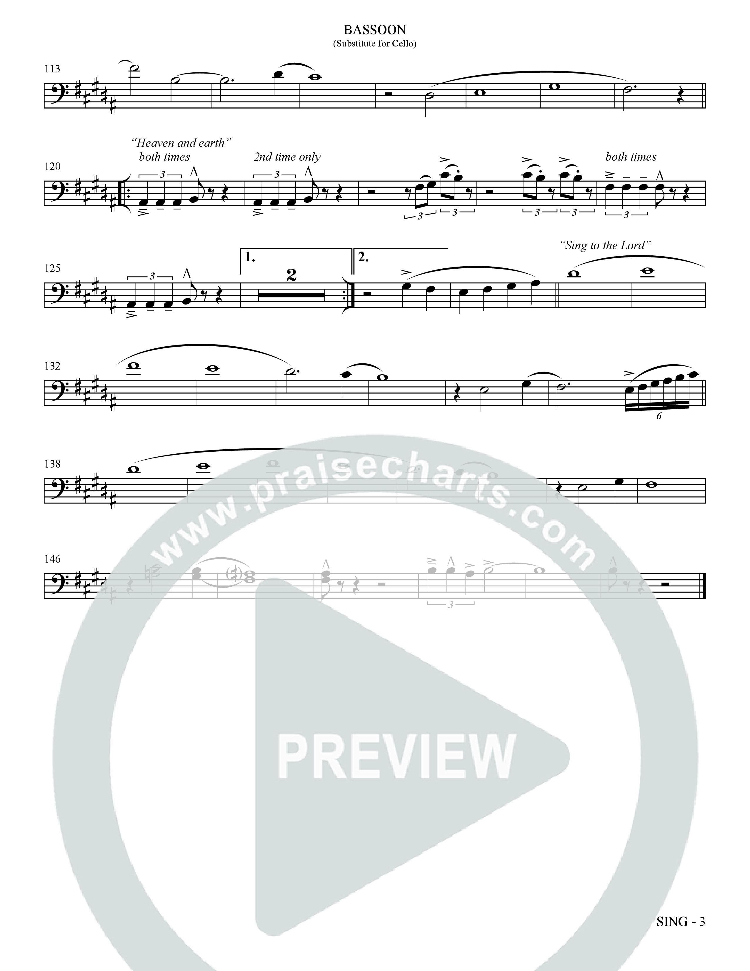 Sing (Choral Anthem SATB) Bassoon (The Brooklyn Tabernacle Choir / Arr. Carol Cymbala)