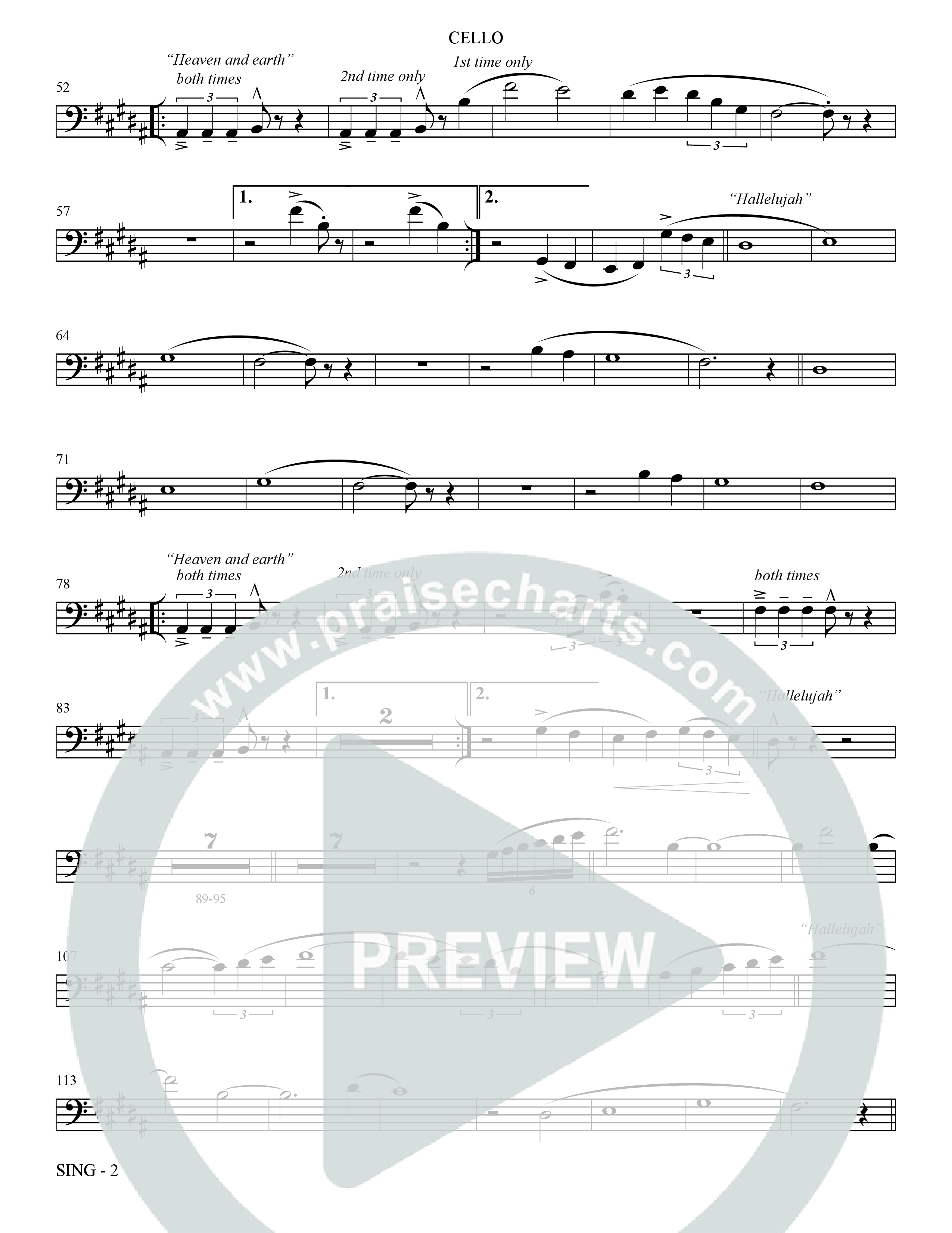 Sing (Choral Anthem SATB) Cello (The Brooklyn Tabernacle Choir / Arr. Carol Cymbala)