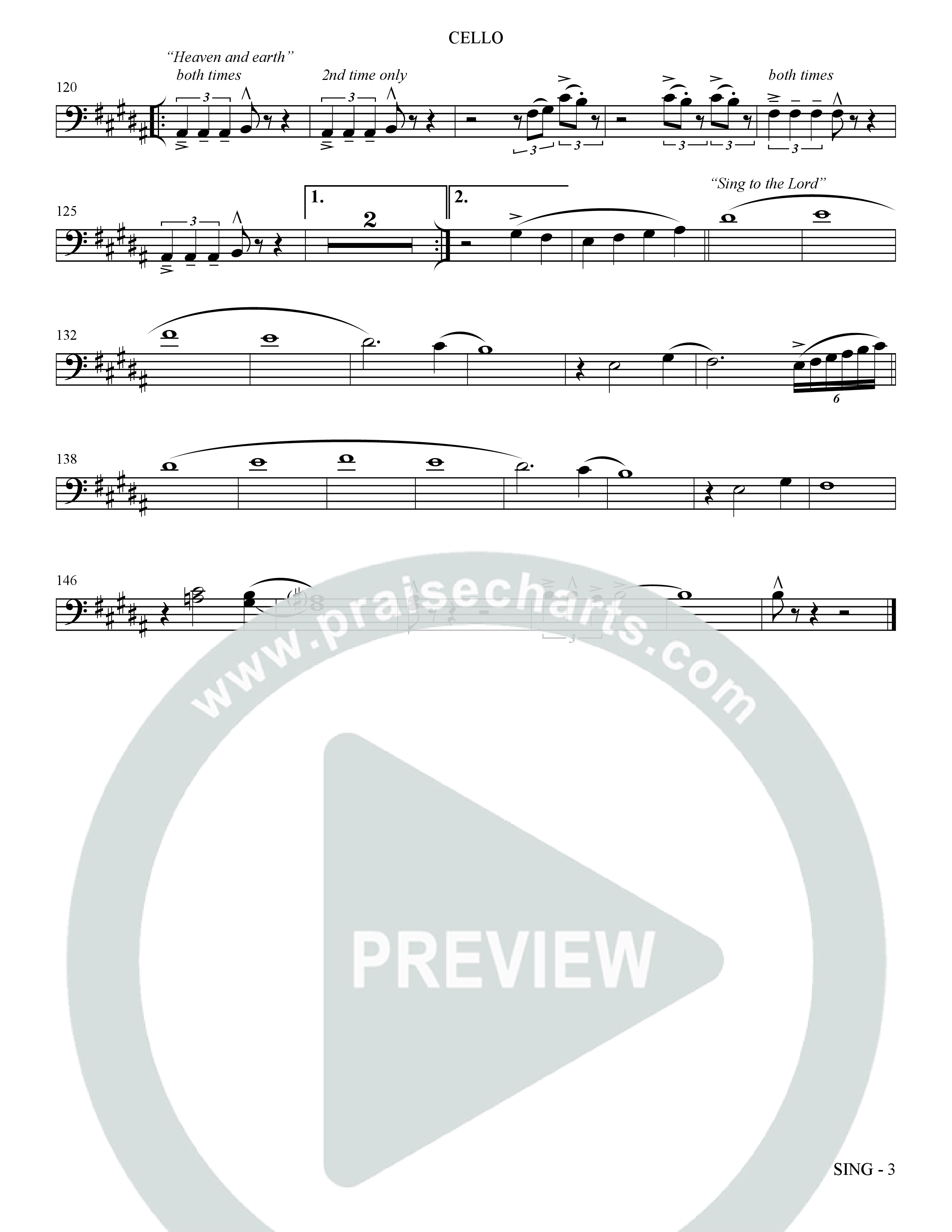 Sing (Choral Anthem SATB) Cello (The Brooklyn Tabernacle Choir / Arr. Carol Cymbala)