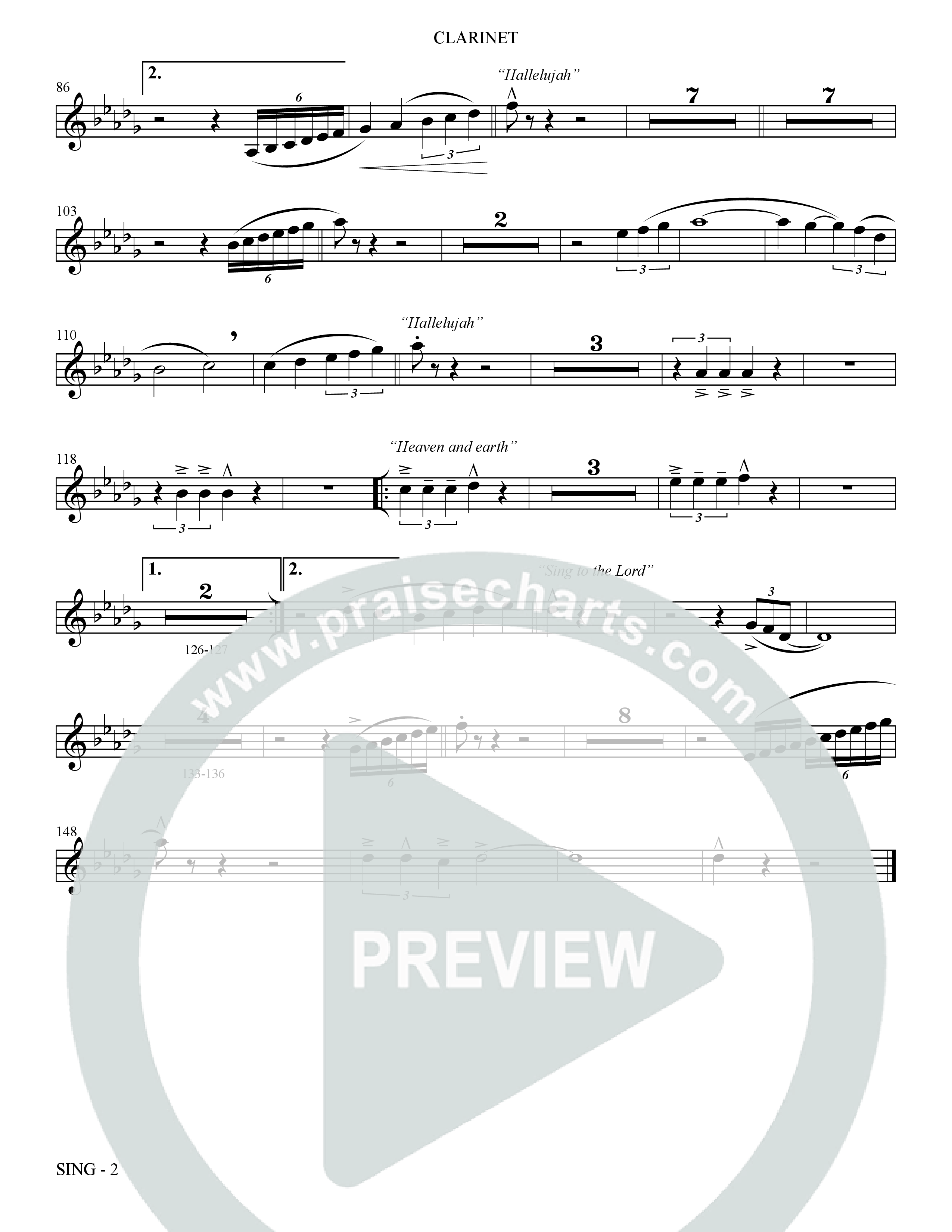 Sing (Choral Anthem SATB) Clarinet (The Brooklyn Tabernacle Choir / Arr. Carol Cymbala)