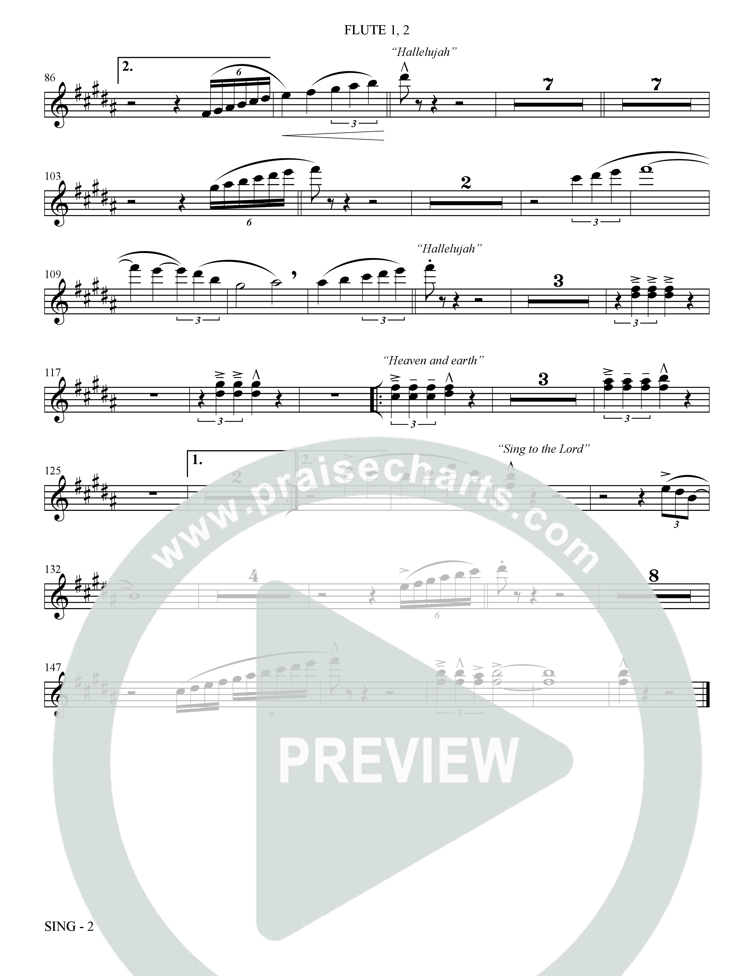 Sing (Choral Anthem SATB) Flute 1/2 (The Brooklyn Tabernacle Choir / Arr. Carol Cymbala)