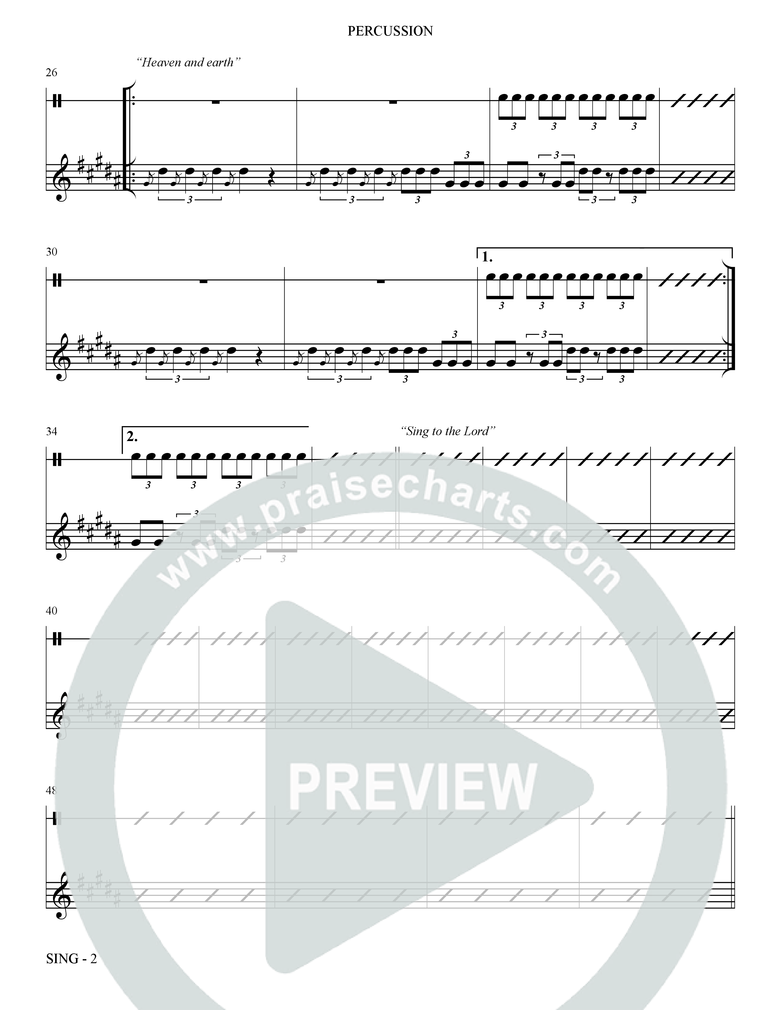 Sing (Choral Anthem SATB) Percussion (The Brooklyn Tabernacle Choir / Arr. Carol Cymbala)