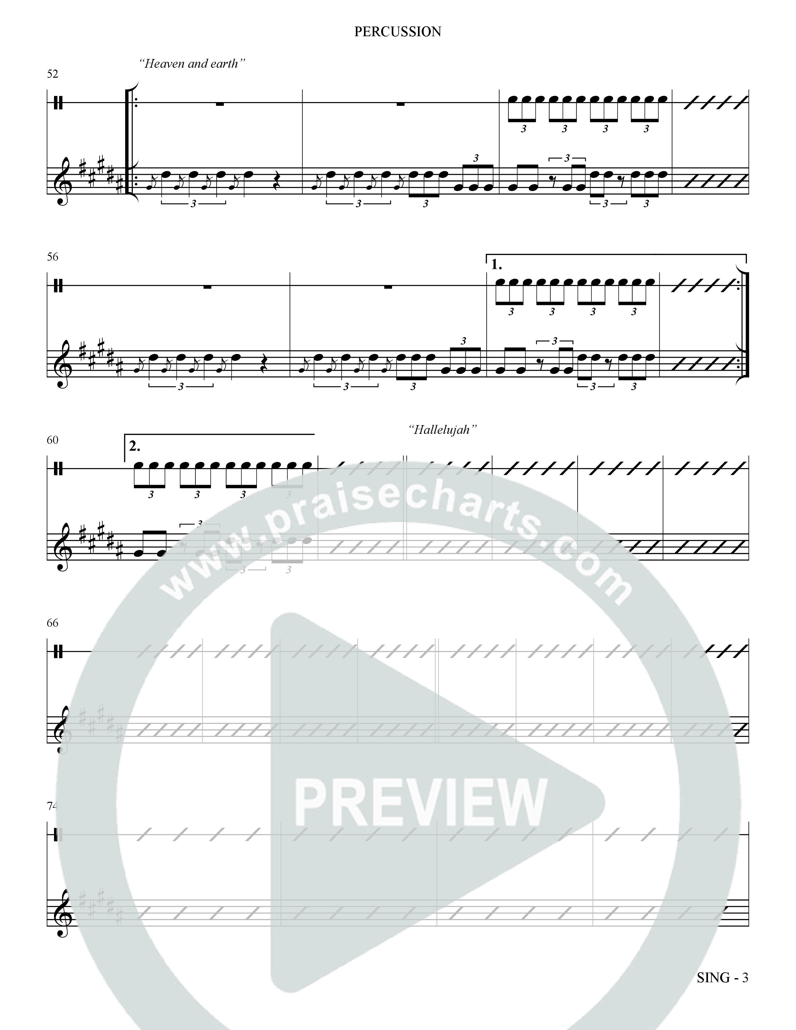 Sing (Choral Anthem SATB) Percussion (The Brooklyn Tabernacle Choir / Arr. Carol Cymbala)