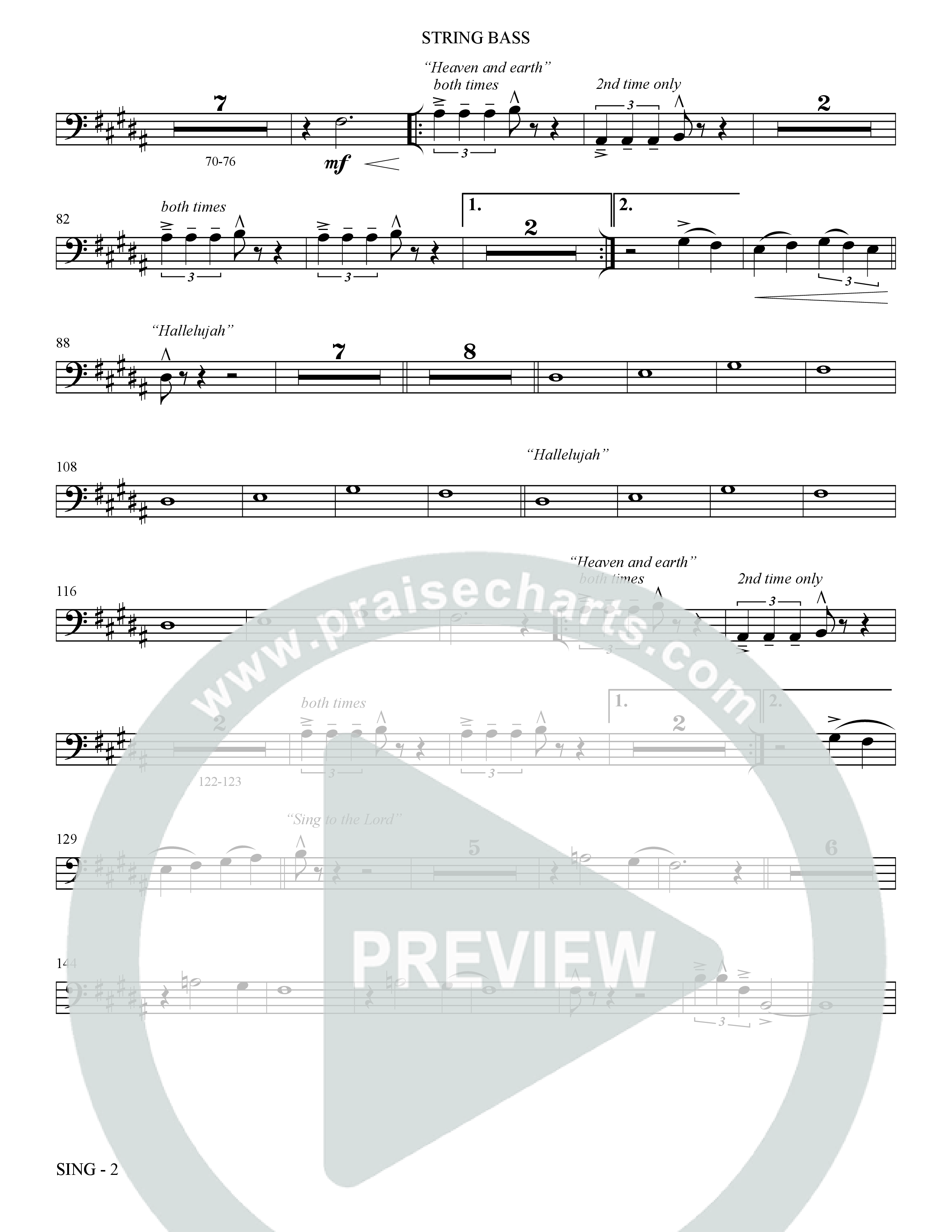 Sing (Choral Anthem SATB) String Bass (The Brooklyn Tabernacle Choir / Arr. Carol Cymbala)