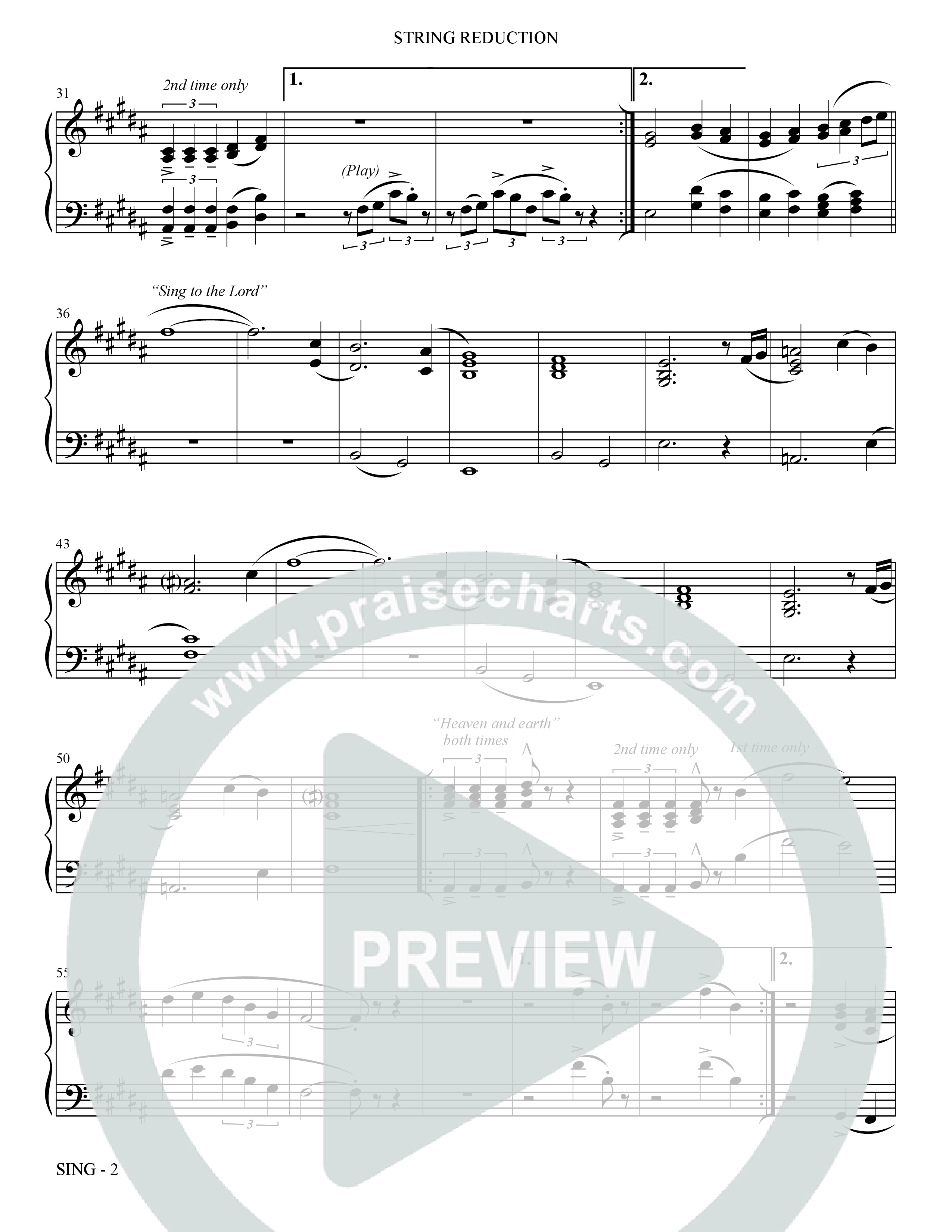 Sing (Choral Anthem SATB) String Reduction (The Brooklyn Tabernacle Choir / Arr. Carol Cymbala)