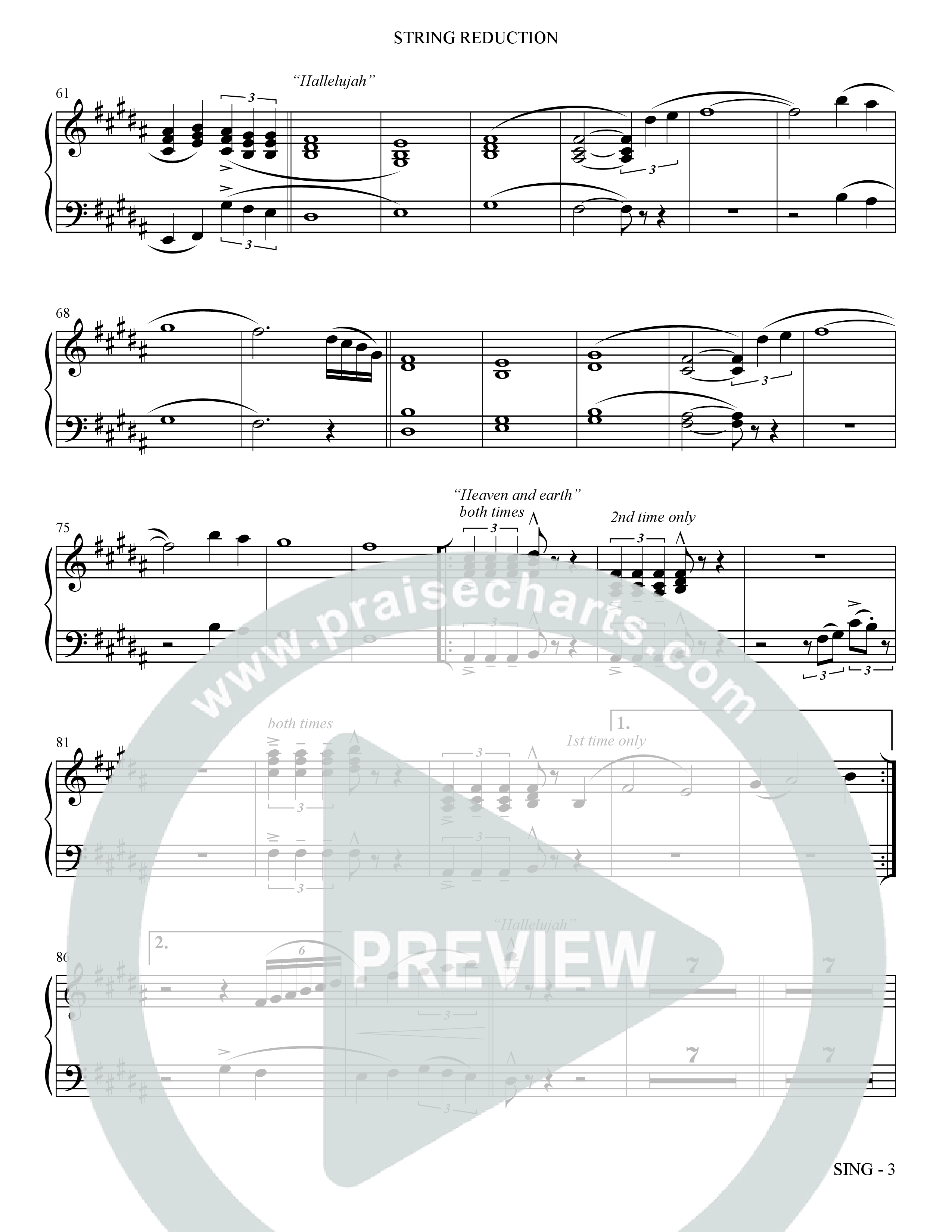 Sing (Choral Anthem SATB) String Reduction (The Brooklyn Tabernacle Choir / Arr. Carol Cymbala)