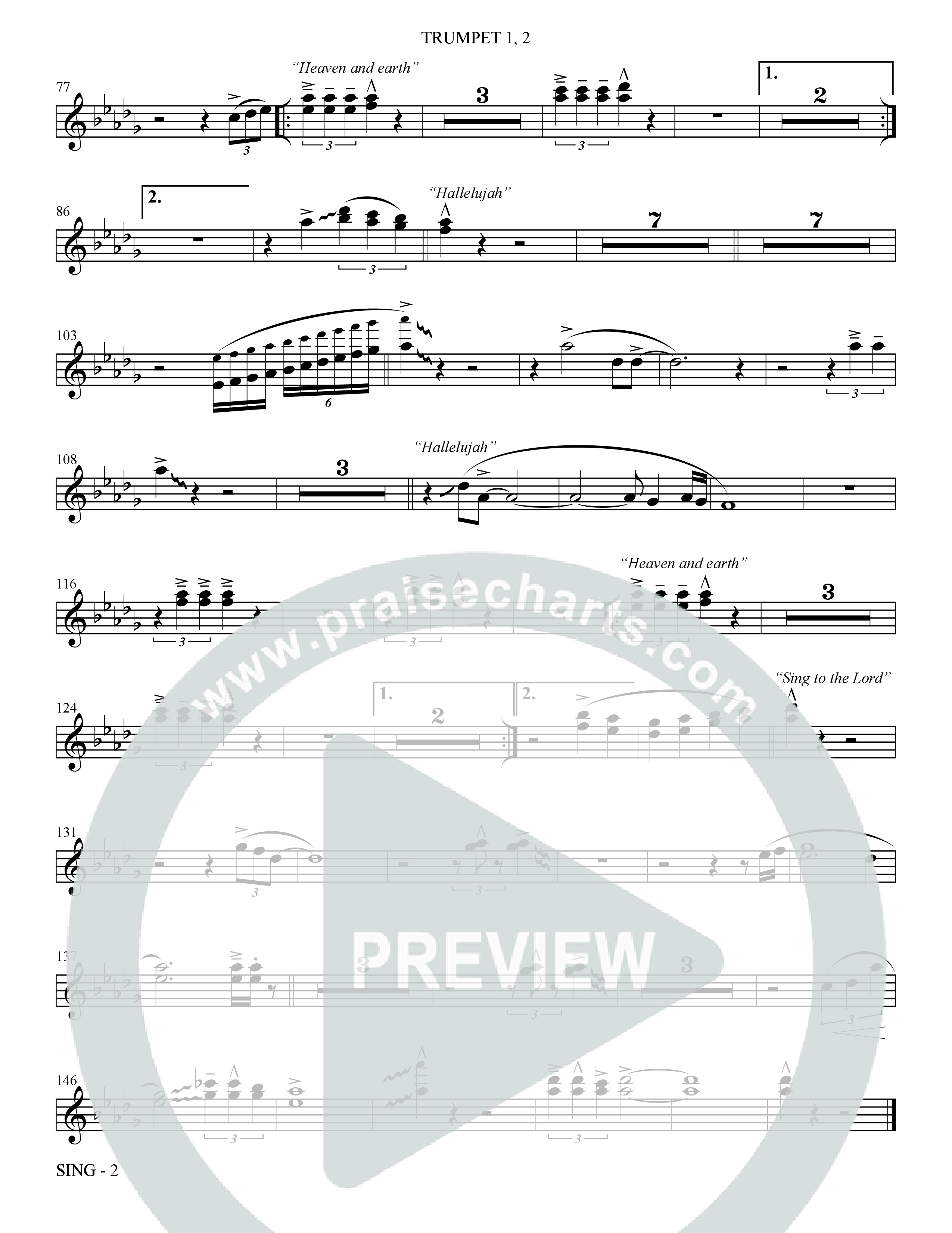 Sing (Choral Anthem SATB) Trumpet 1,2 (The Brooklyn Tabernacle Choir / Arr. Carol Cymbala)