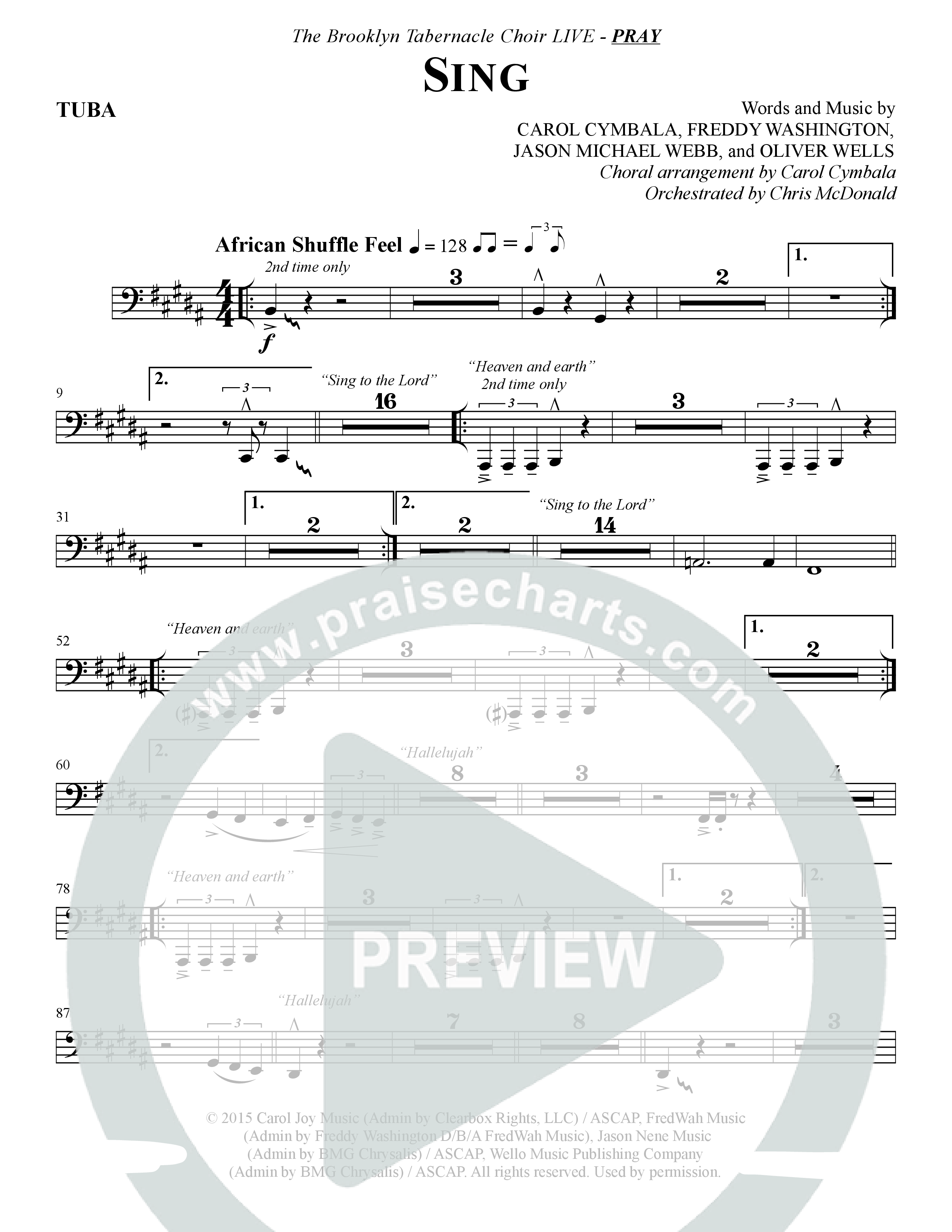 Sing (Choral Anthem SATB) Tuba (The Brooklyn Tabernacle Choir / Arr. Carol Cymbala)