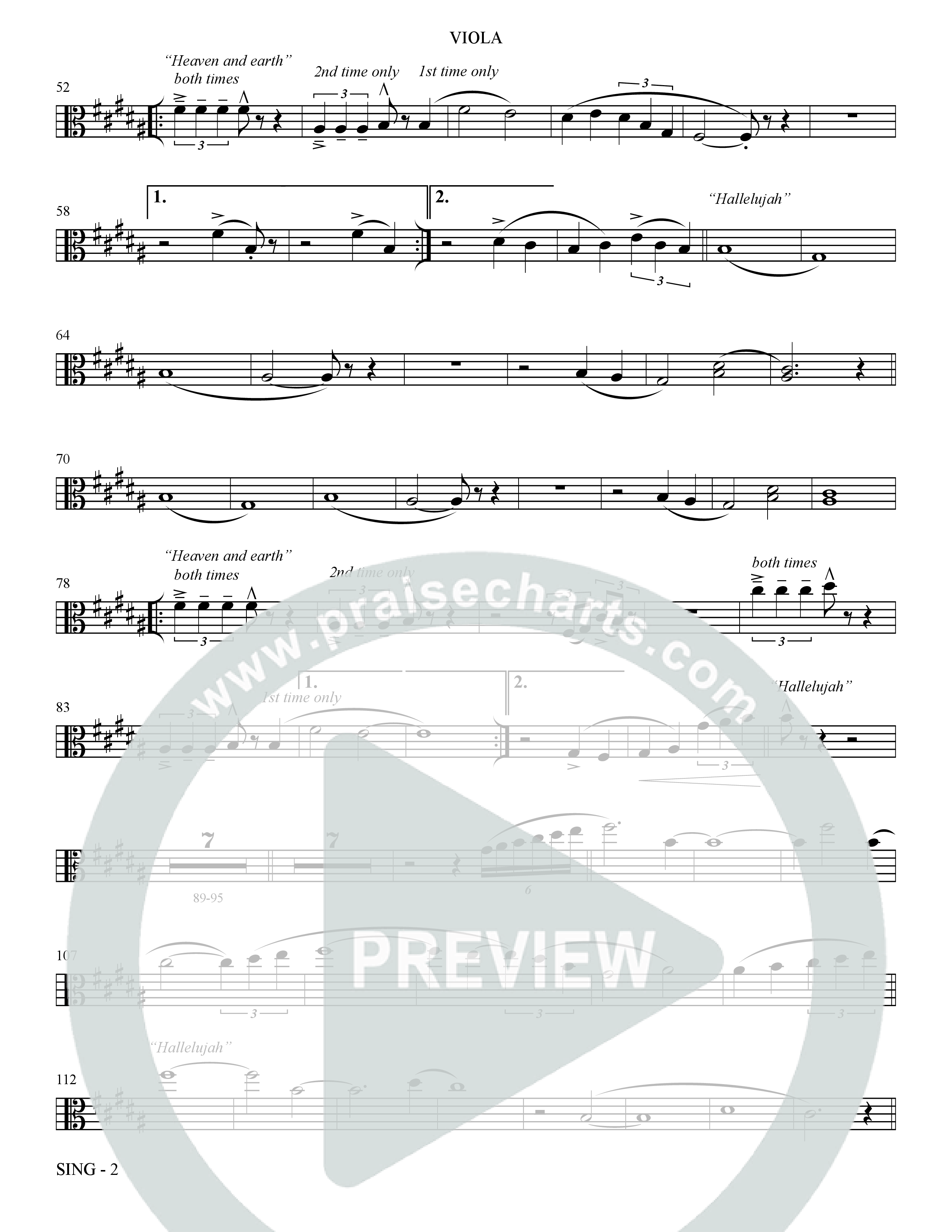 Sing (Choral Anthem SATB) Viola (The Brooklyn Tabernacle Choir / Arr. Carol Cymbala)
