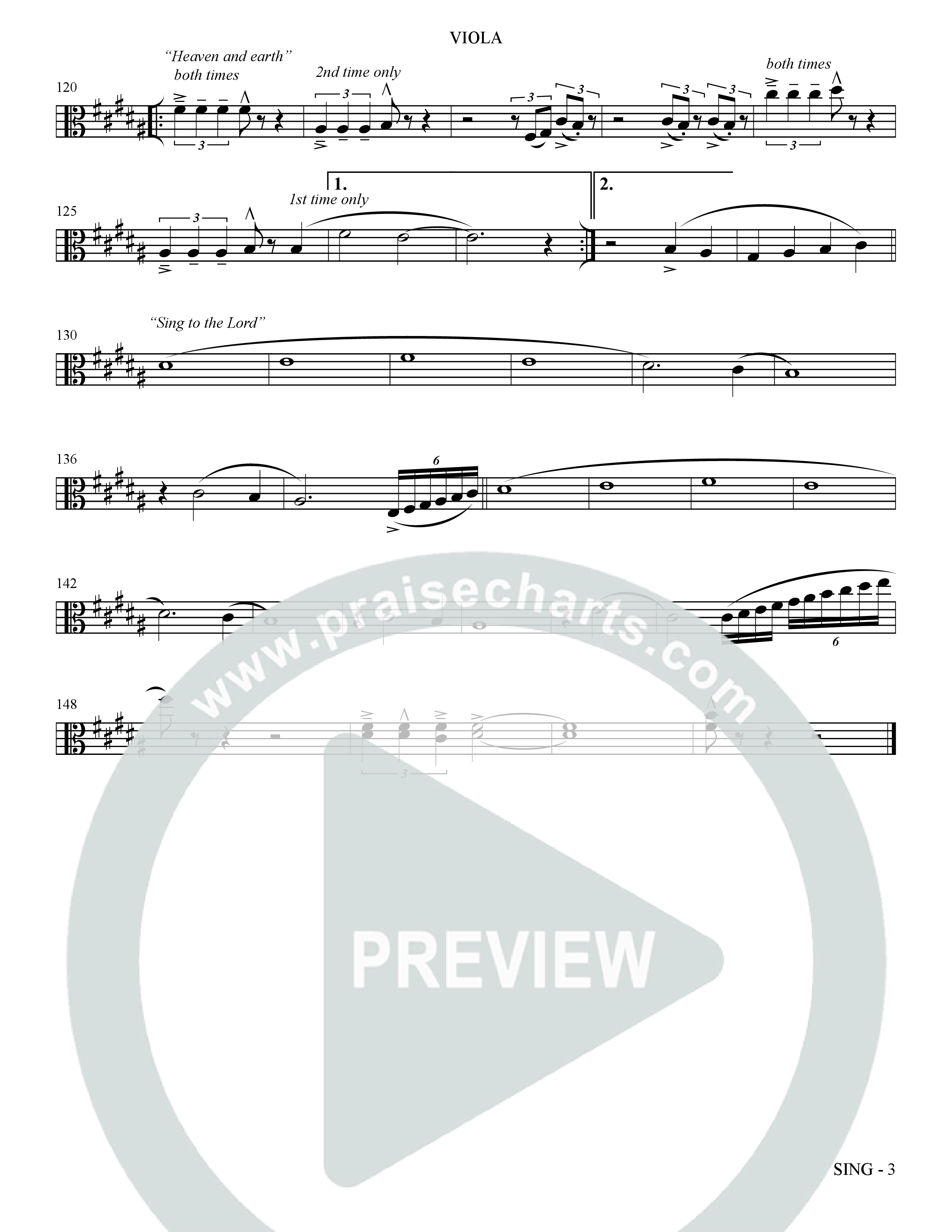Sing (Choral Anthem SATB) Viola (The Brooklyn Tabernacle Choir / Arr. Carol Cymbala)