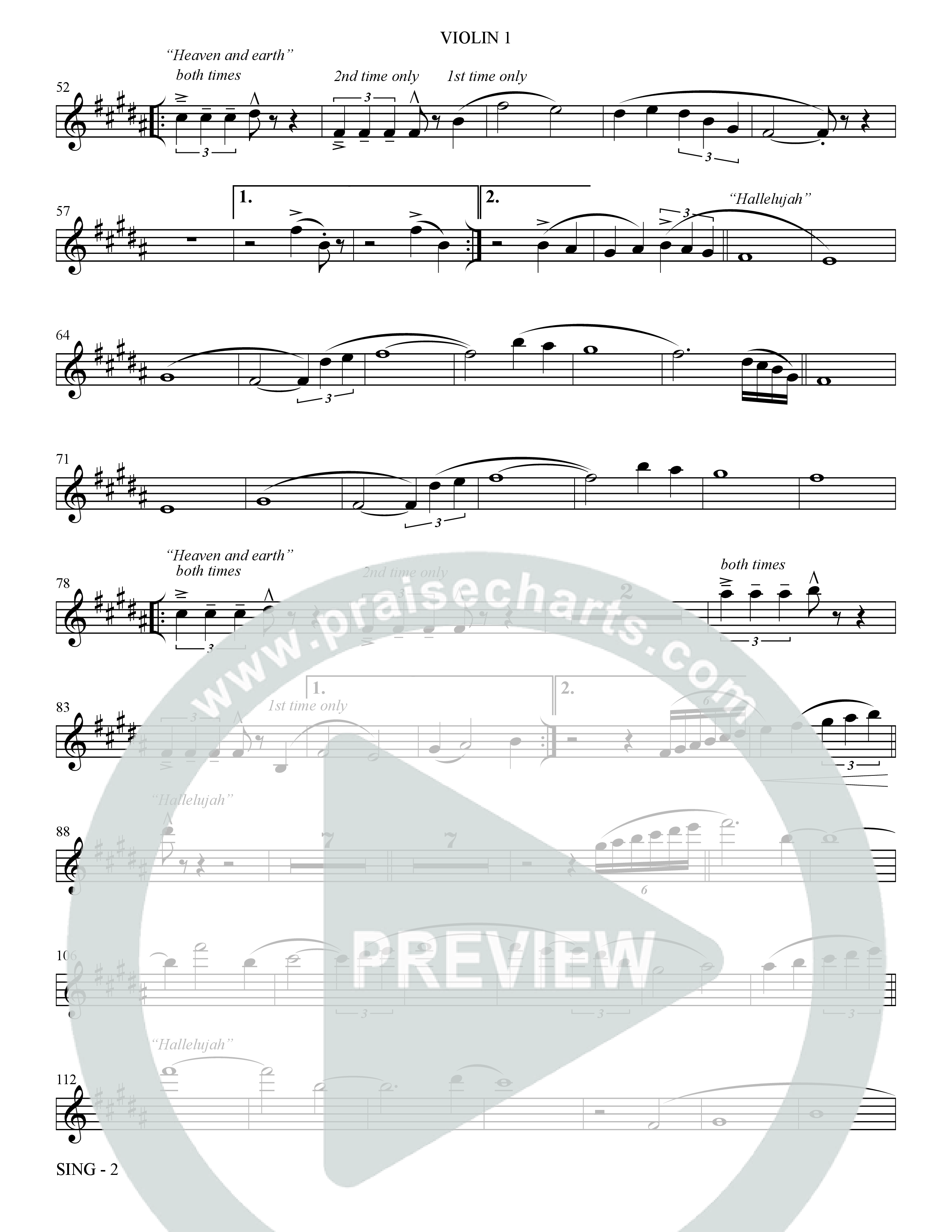 Sing (Choral Anthem SATB) Violin 1 (The Brooklyn Tabernacle Choir / Arr. Carol Cymbala)