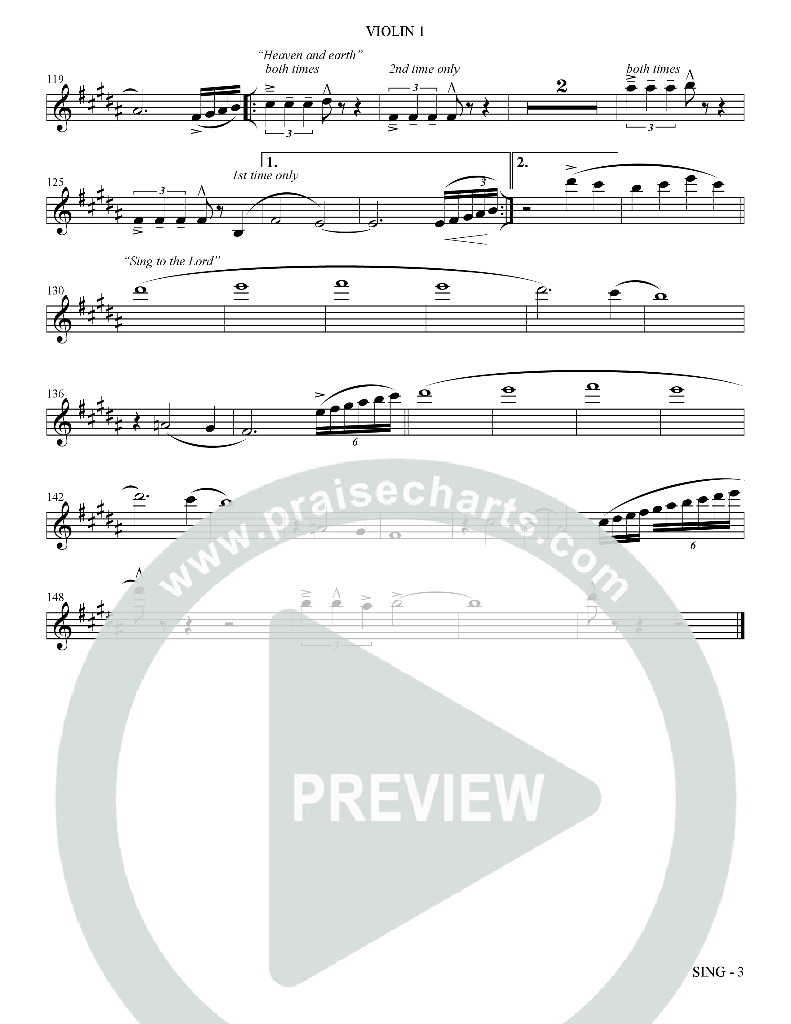 Sing (Choral Anthem SATB) Violin 1 (The Brooklyn Tabernacle Choir / Arr. Carol Cymbala)