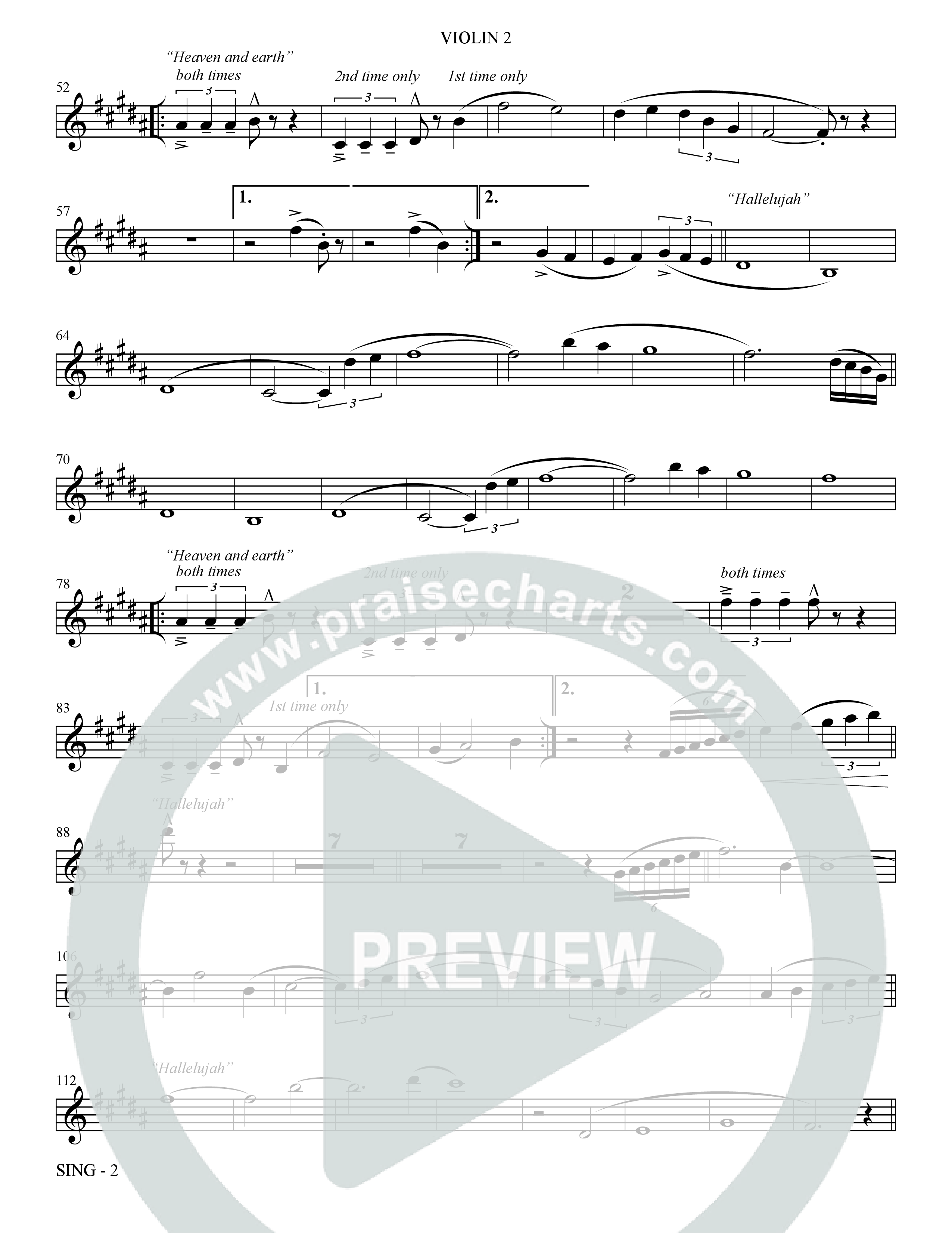 Sing (Choral Anthem SATB) Violin 2 (The Brooklyn Tabernacle Choir / Arr. Carol Cymbala)
