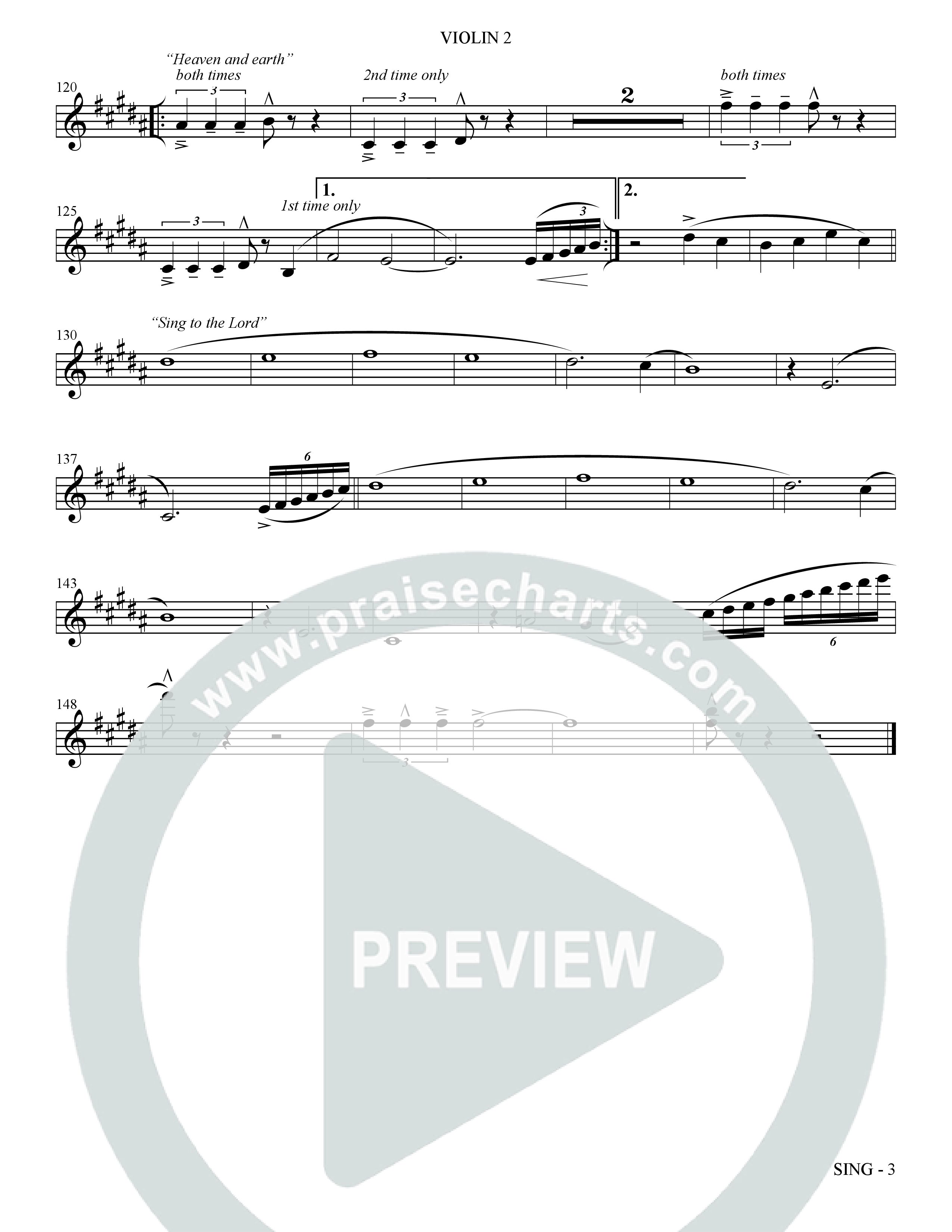 Sing (Choral Anthem SATB) Violin 2 (The Brooklyn Tabernacle Choir / Arr. Carol Cymbala)