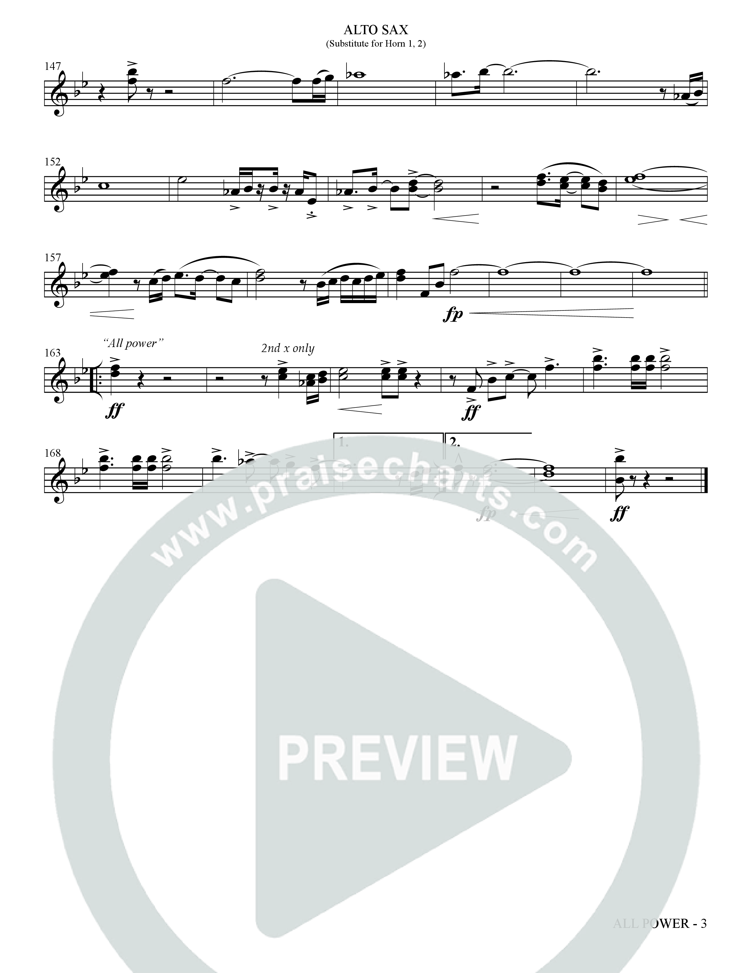 All Power (Choral Anthem SATB) Alto Sax (The Brooklyn Tabernacle Choir / Arr. Carol Cymbala)