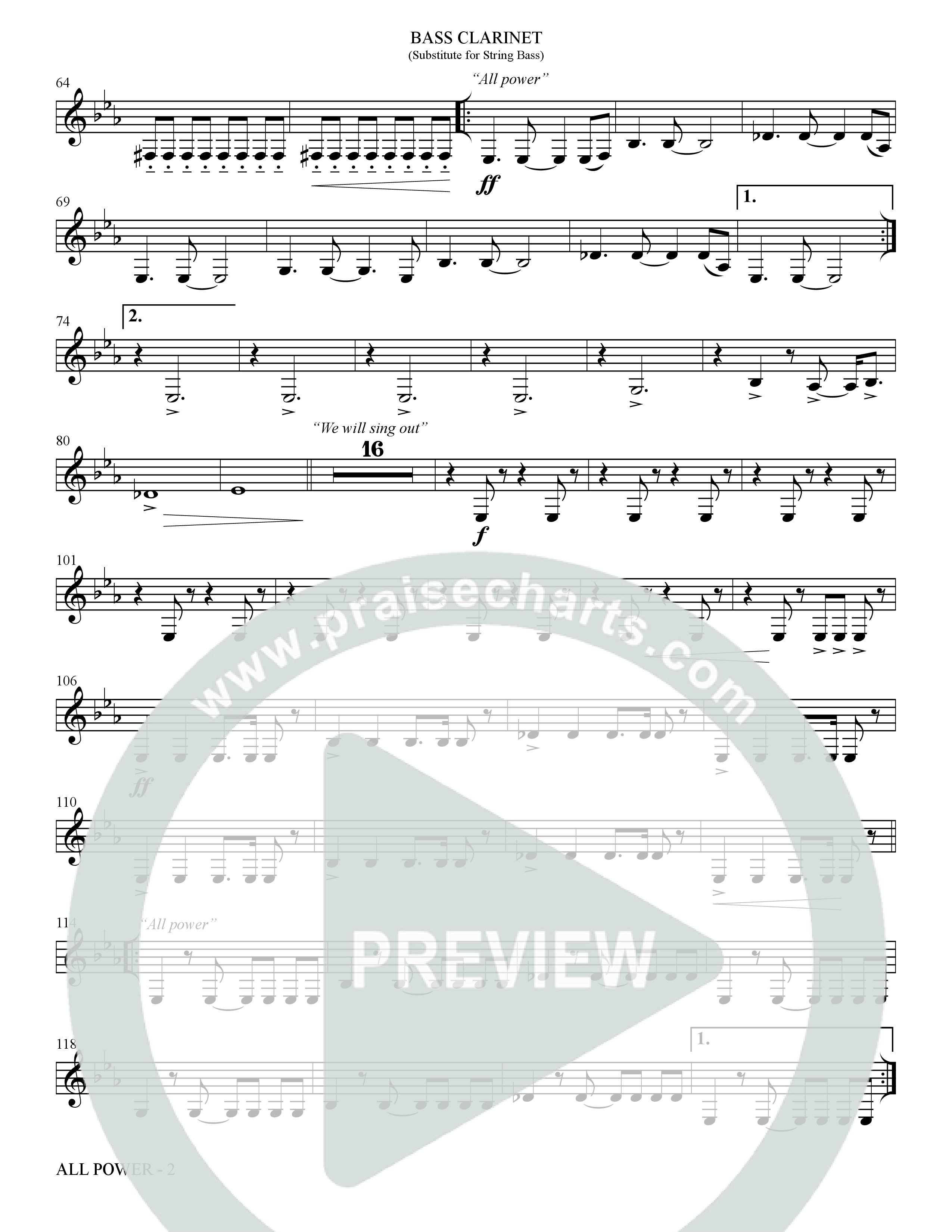 All Power (Choral Anthem SATB) Bass Clarinet (The Brooklyn Tabernacle Choir / Arr. Carol Cymbala)