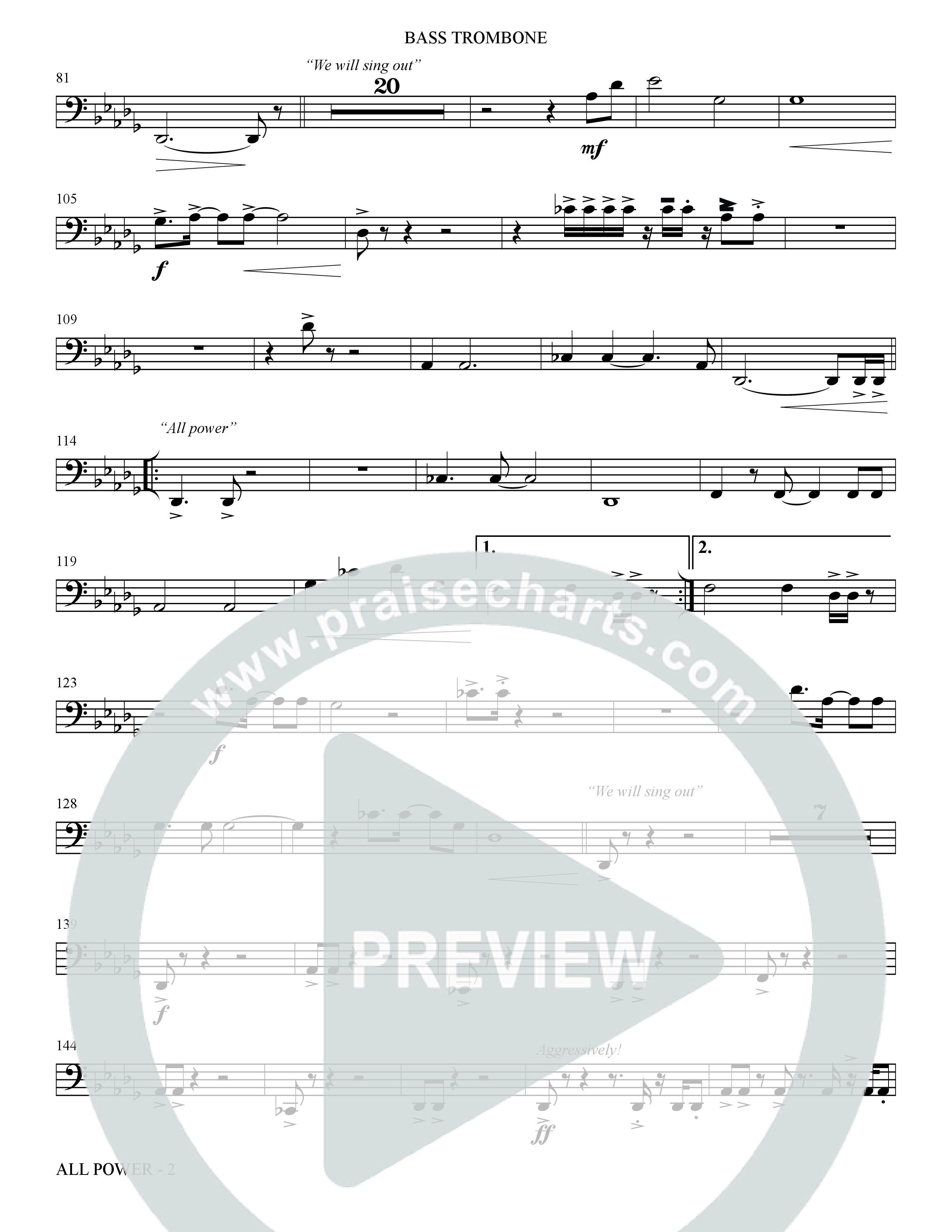 All Power (Choral Anthem SATB) Bass Trombone (The Brooklyn Tabernacle Choir / Arr. Carol Cymbala)