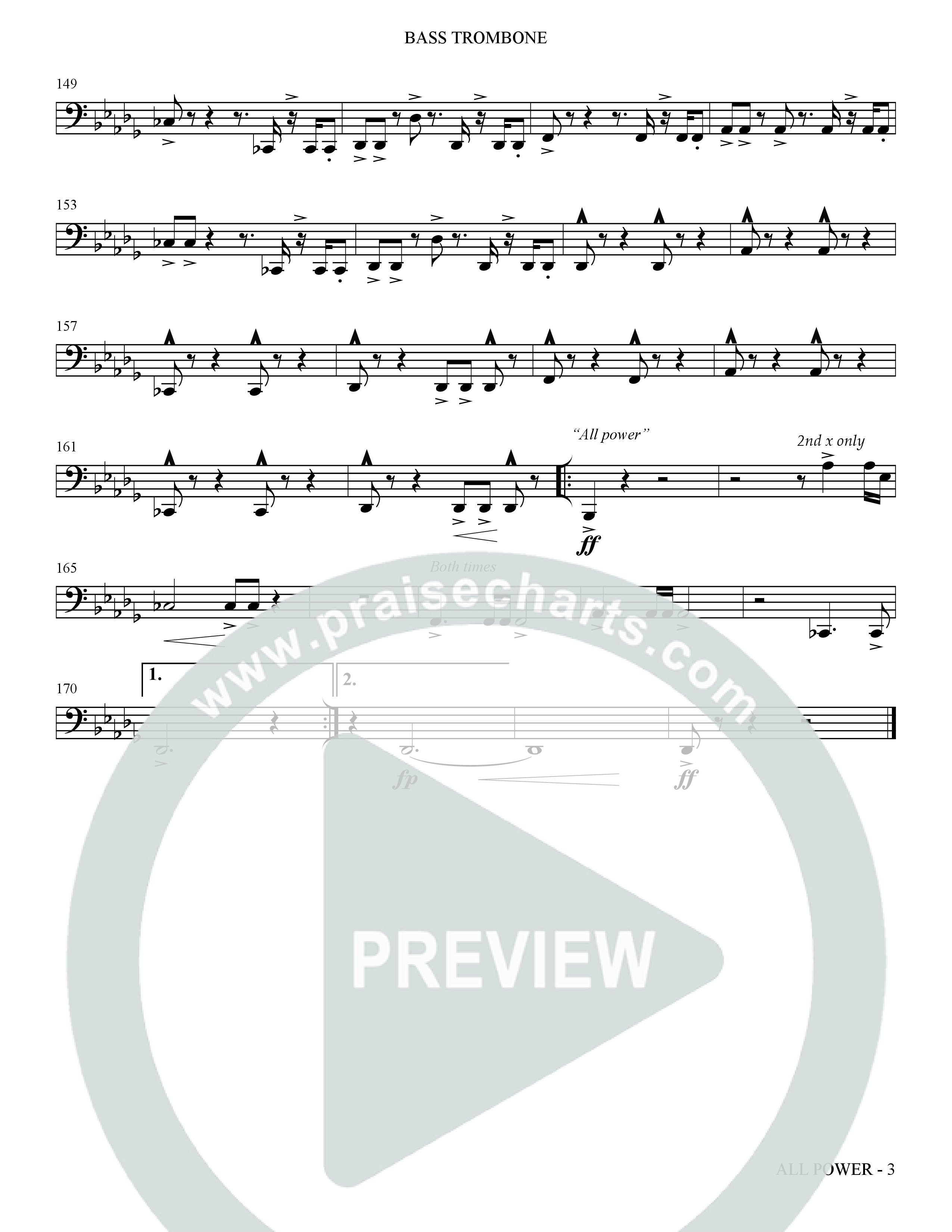 All Power (Choral Anthem SATB) Bass Trombone (The Brooklyn Tabernacle Choir / Arr. Carol Cymbala)