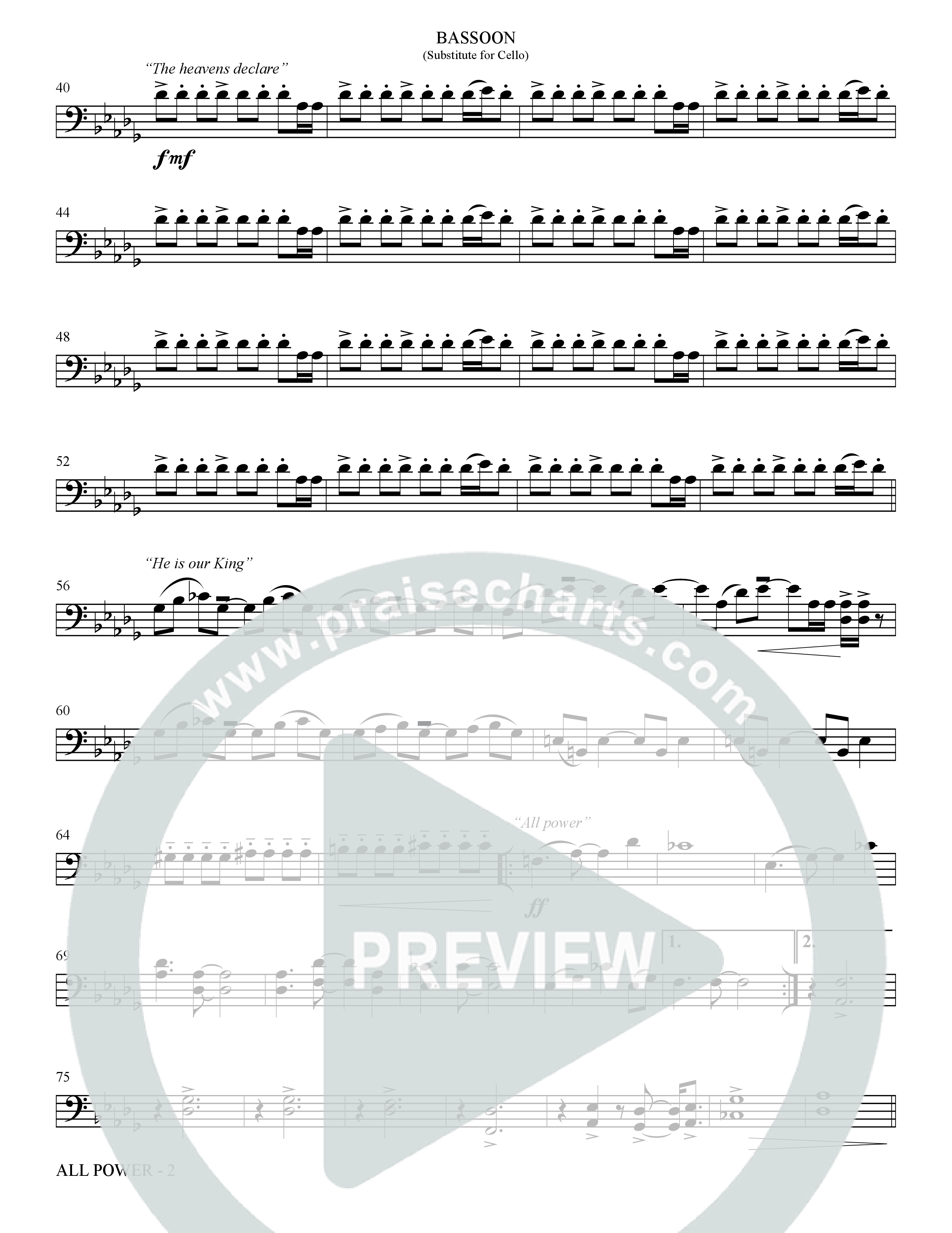All Power (Choral Anthem SATB) Bassoon (The Brooklyn Tabernacle Choir / Arr. Carol Cymbala)