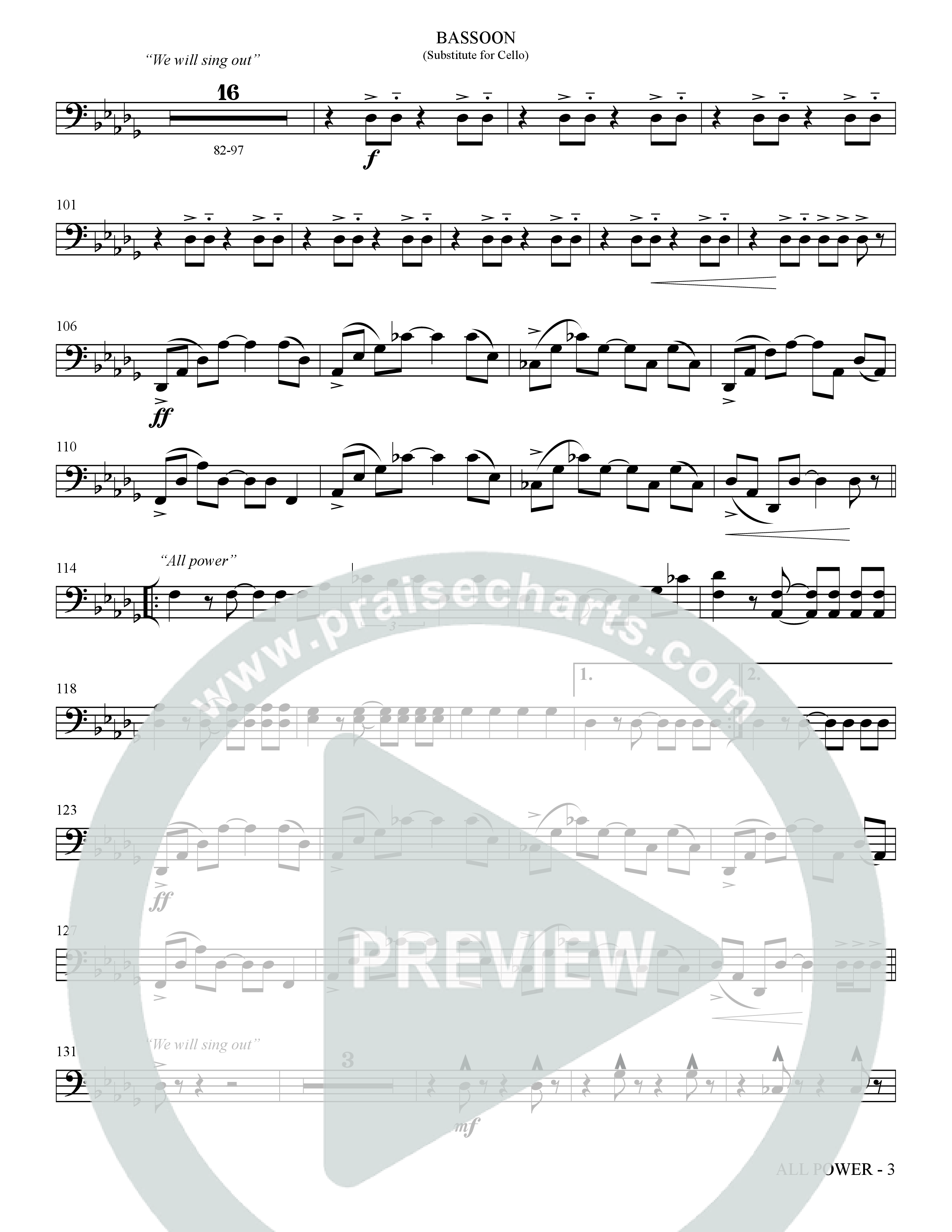 All Power (Choral Anthem SATB) Bassoon (The Brooklyn Tabernacle Choir / Arr. Carol Cymbala)