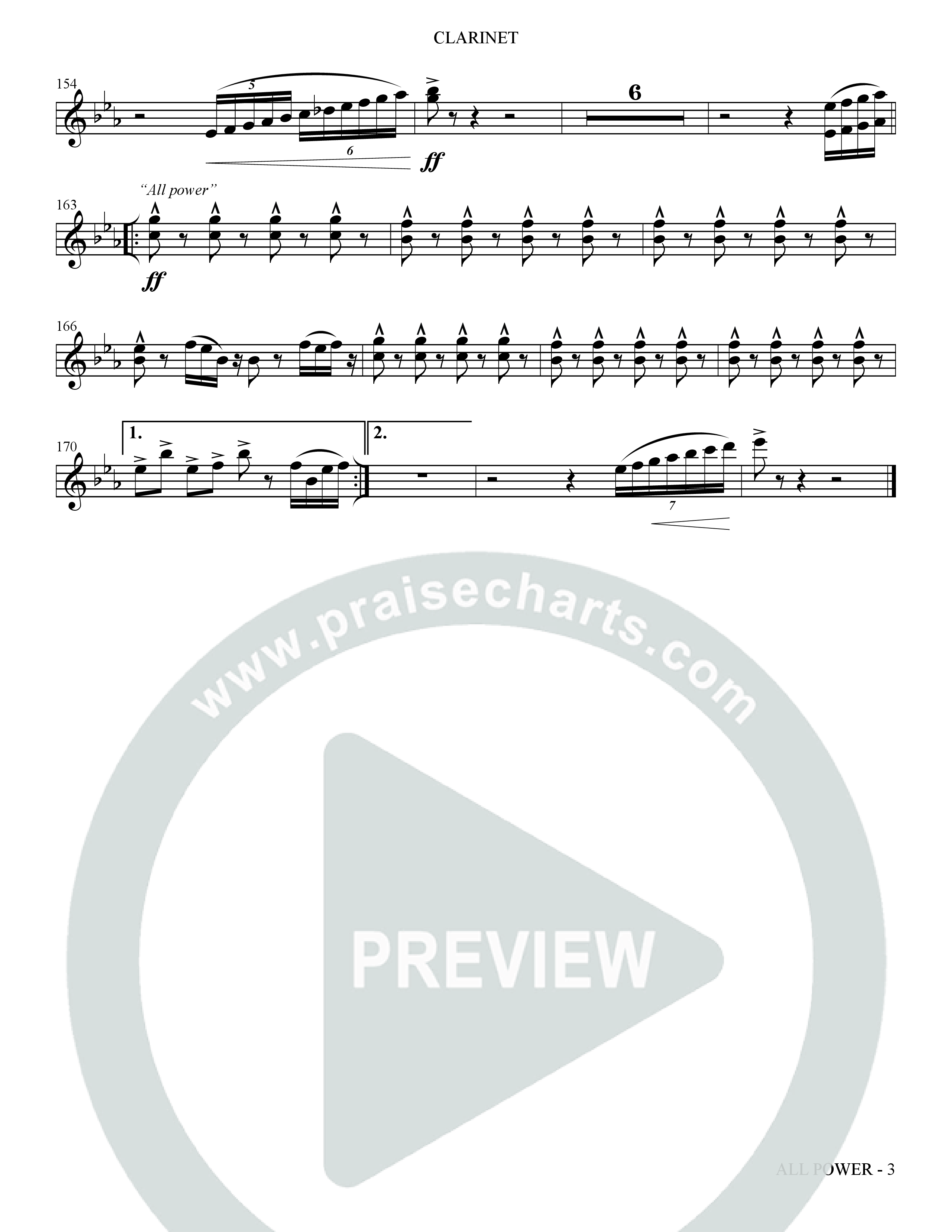 All Power (Choral Anthem SATB) Clarinet (The Brooklyn Tabernacle Choir / Arr. Carol Cymbala)