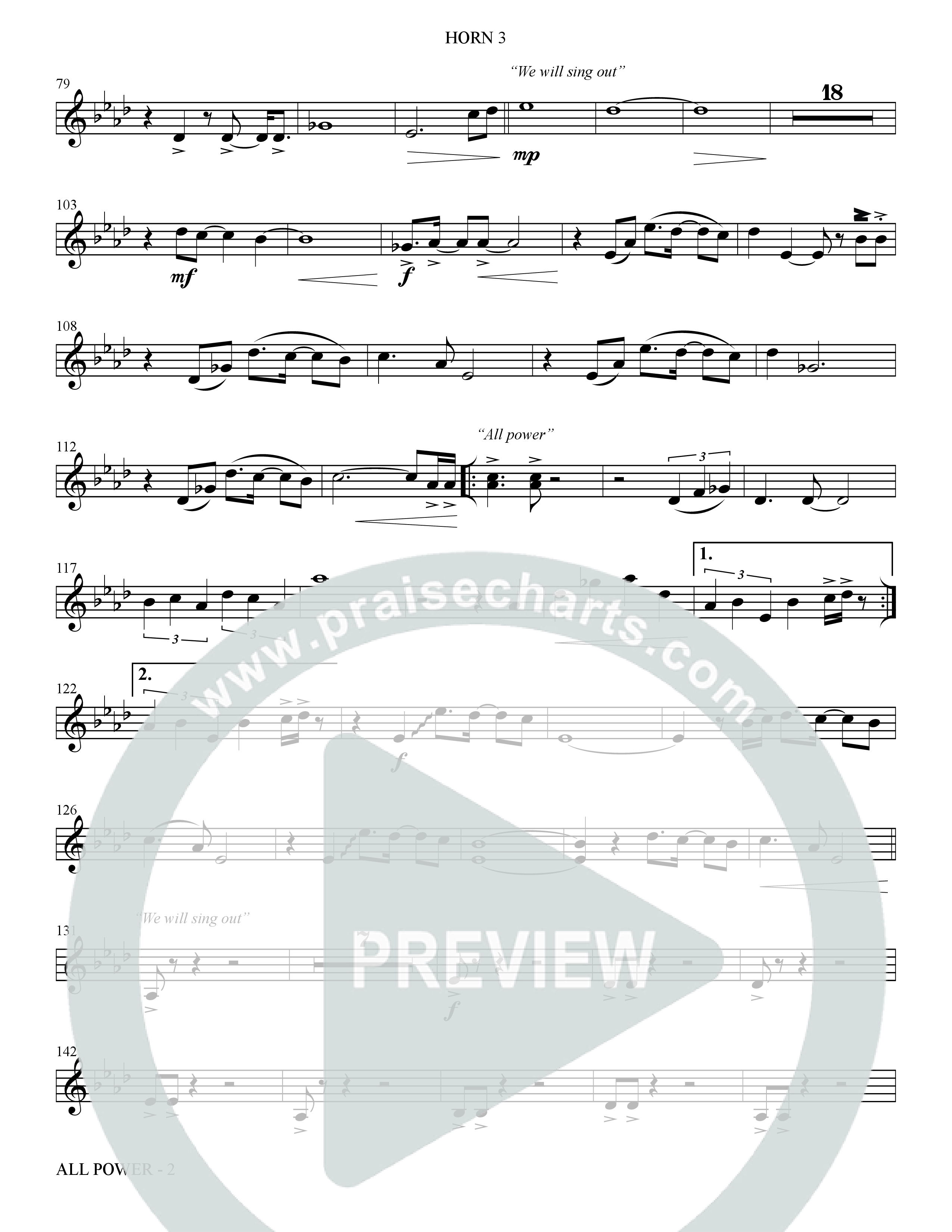 All Power (Choral Anthem SATB) French Horn 3 (The Brooklyn Tabernacle Choir / Arr. Carol Cymbala)