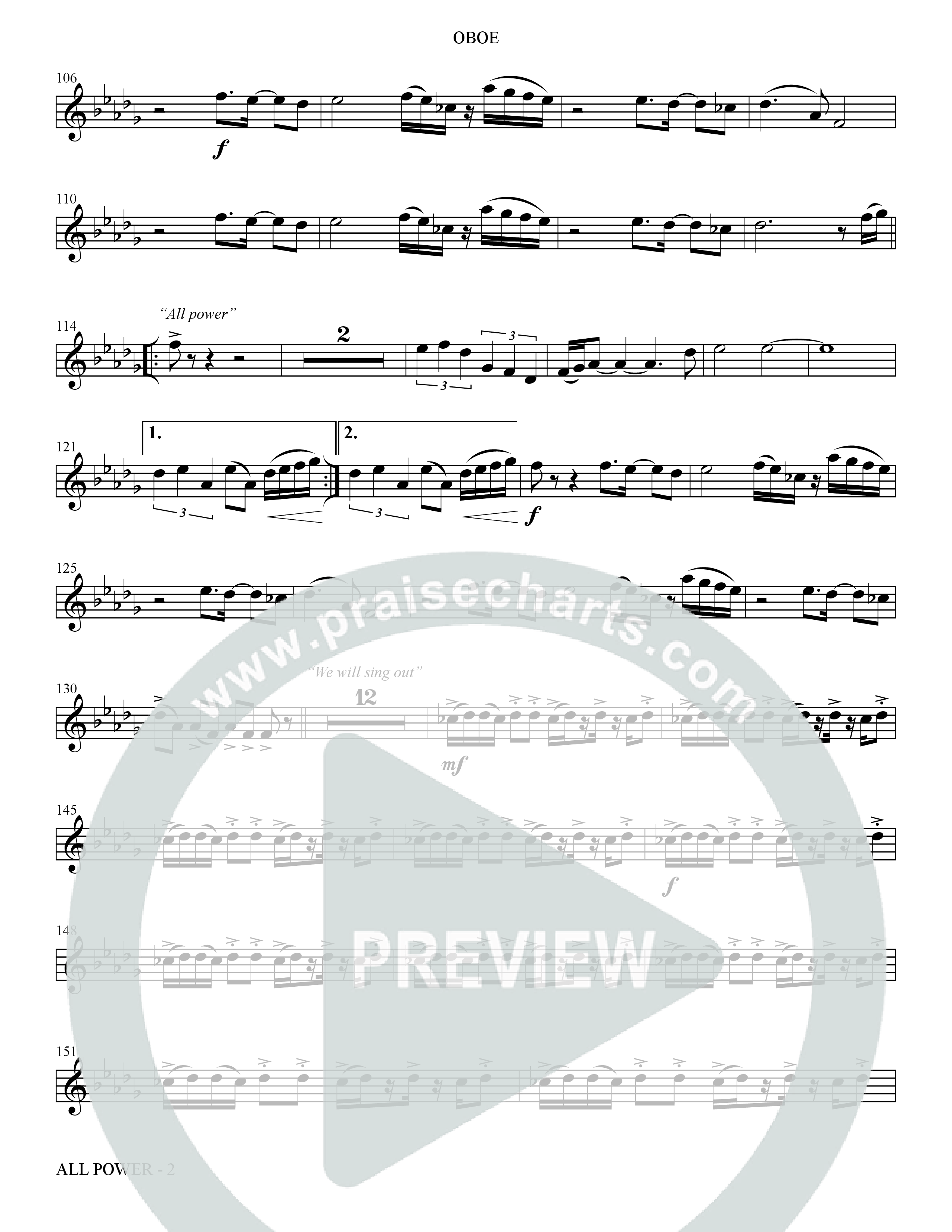 All Power (Choral Anthem SATB) Oboe (The Brooklyn Tabernacle Choir / Arr. Carol Cymbala)