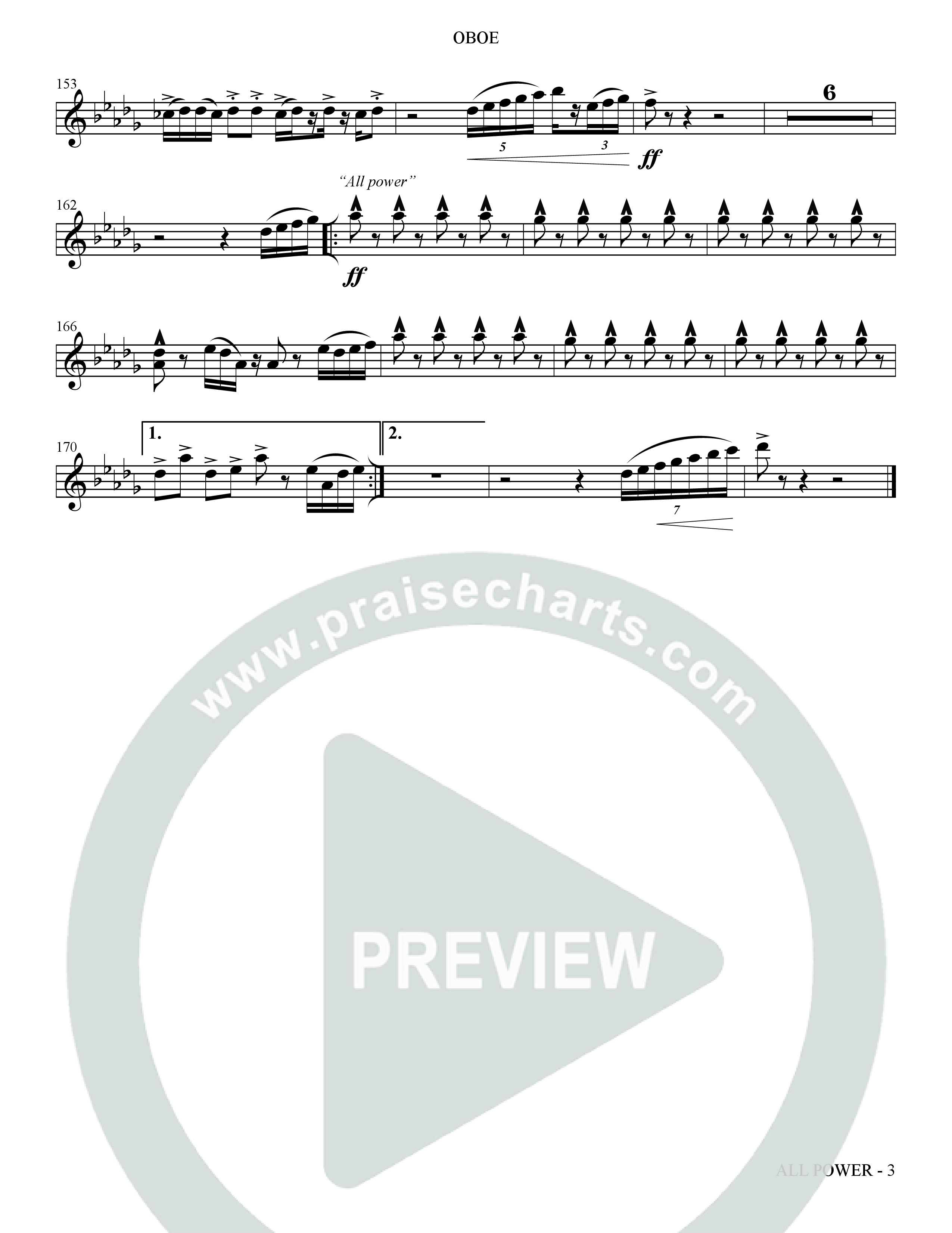 All Power (Choral Anthem SATB) Oboe (The Brooklyn Tabernacle Choir / Arr. Carol Cymbala)
