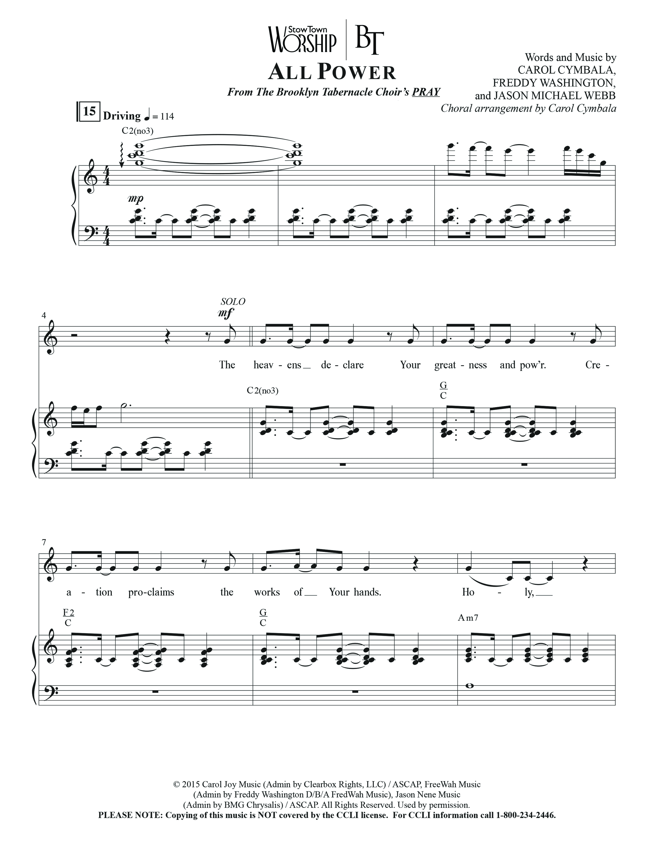 All Power (Choral Anthem SATB) Anthem (SATB/Piano) (The Brooklyn Tabernacle Choir / Arr. Carol Cymbala)