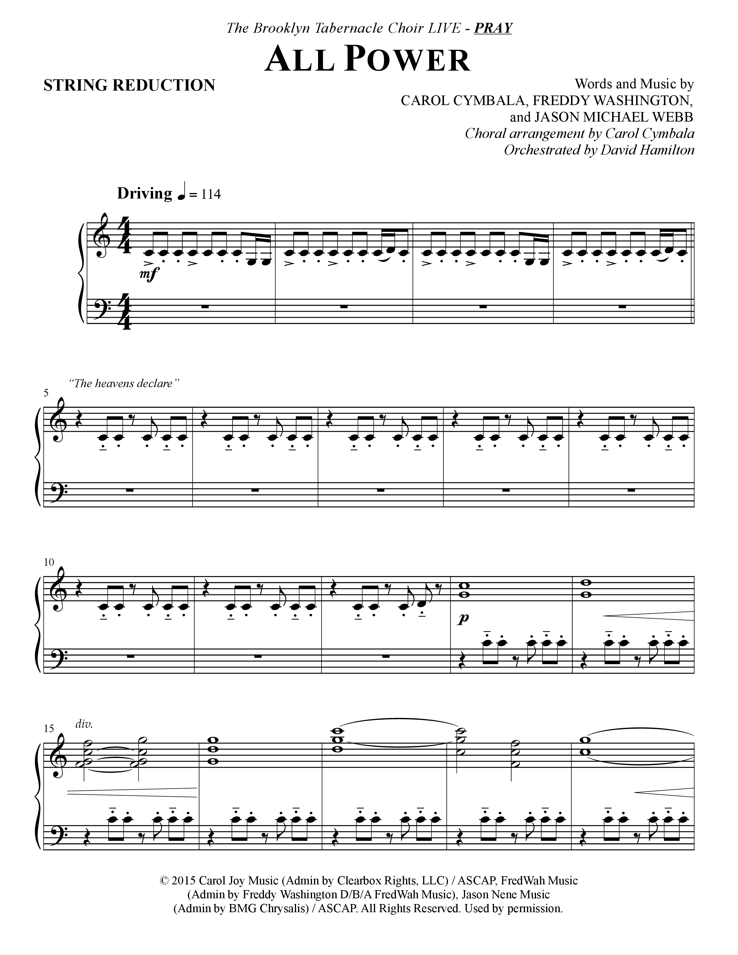All Power (Choral Anthem SATB) String Reduction (The Brooklyn Tabernacle Choir / Arr. Carol Cymbala)