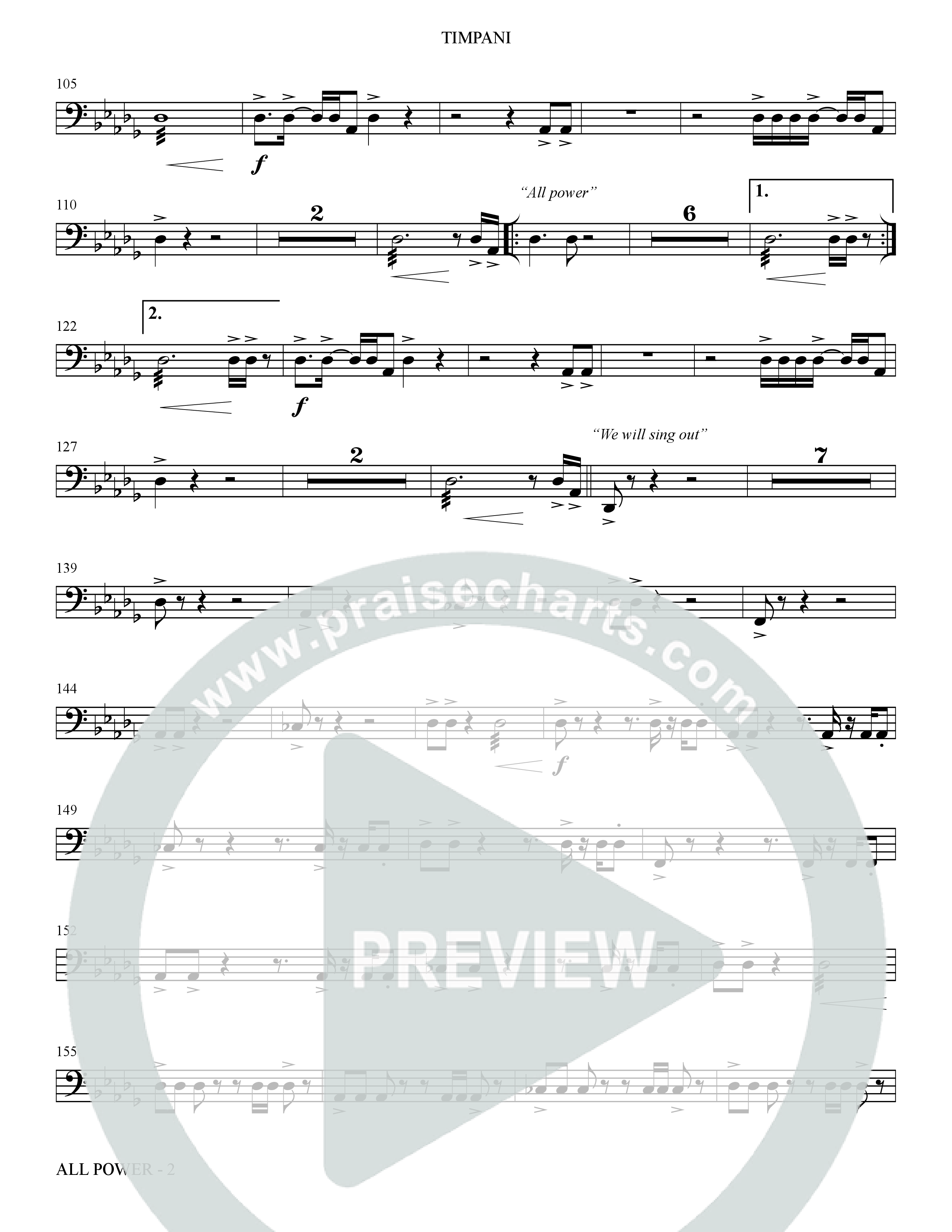 All Power (Choral Anthem SATB) Timpani (The Brooklyn Tabernacle Choir / Arr. Carol Cymbala)