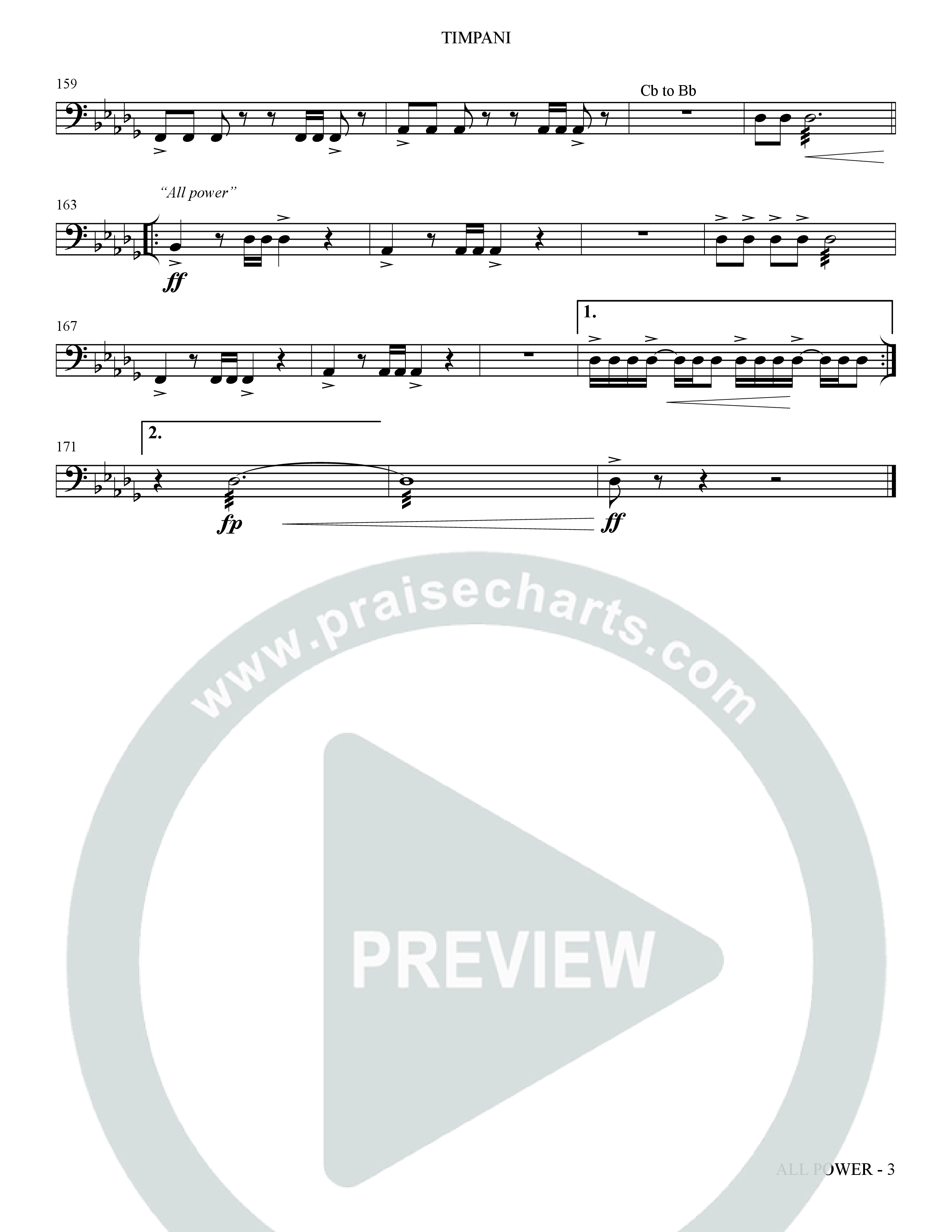 All Power (Choral Anthem SATB) Timpani (The Brooklyn Tabernacle Choir / Arr. Carol Cymbala)