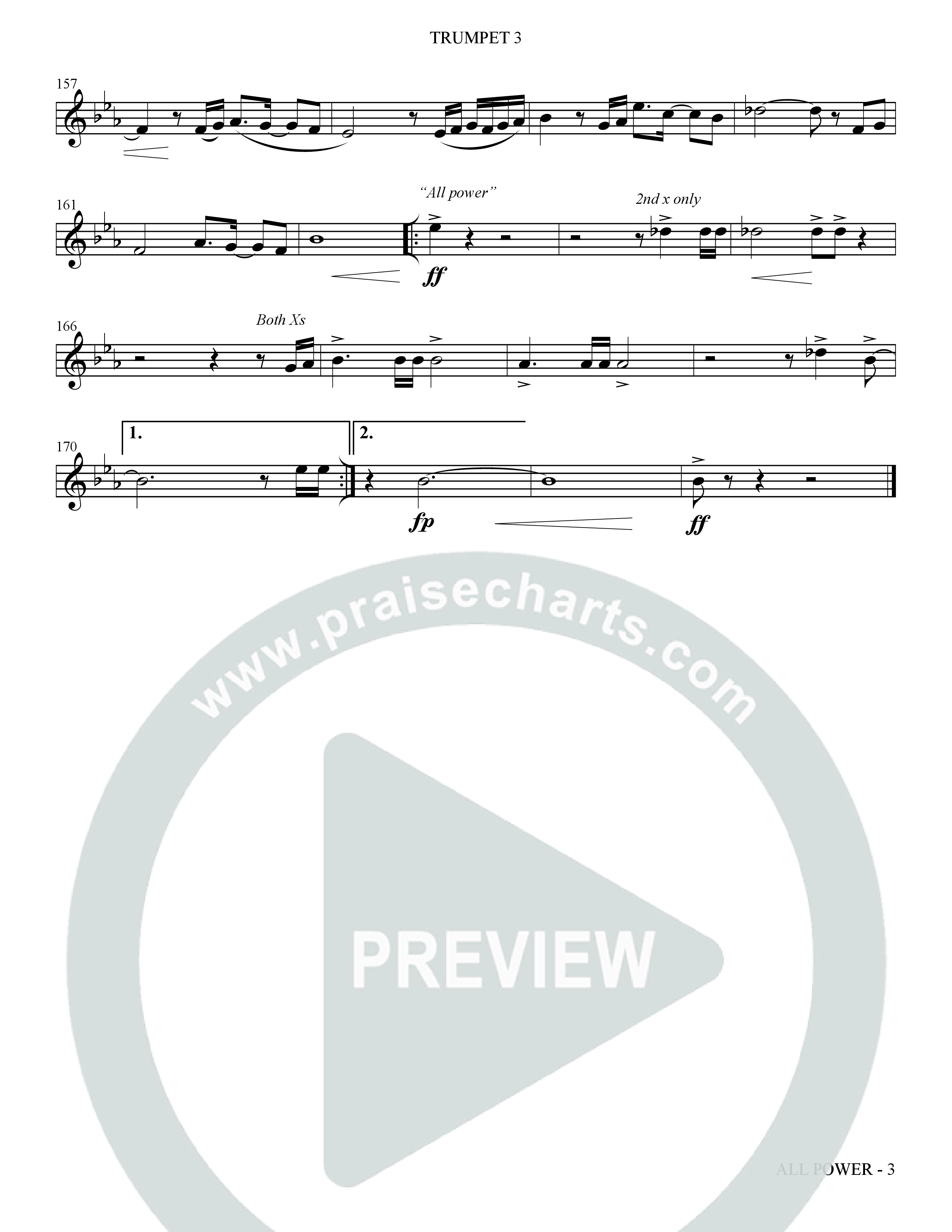 All Power (Choral Anthem SATB) Trumpet 3 (The Brooklyn Tabernacle Choir / Arr. Carol Cymbala)
