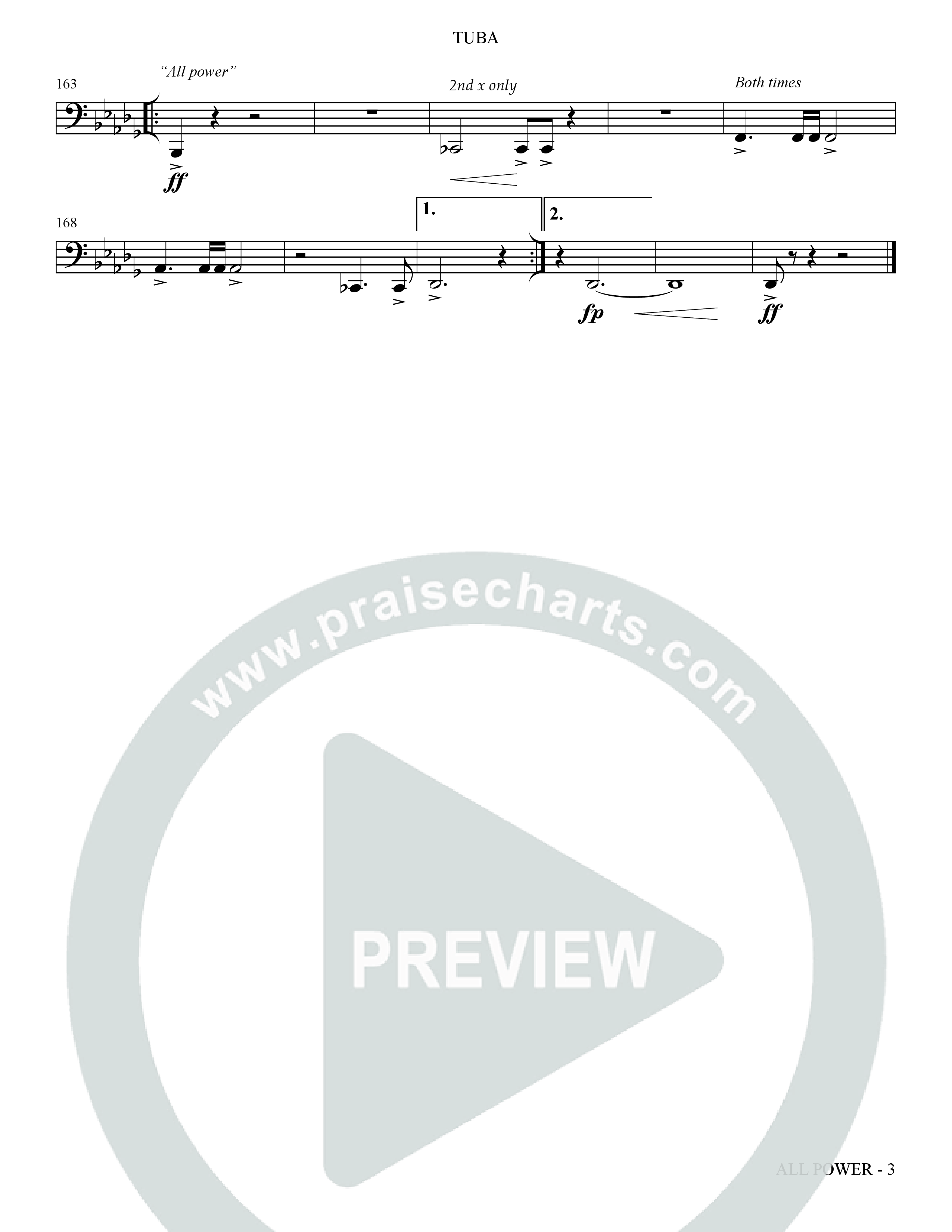 All Power (Choral Anthem SATB) Tuba (The Brooklyn Tabernacle Choir / Arr. Carol Cymbala)