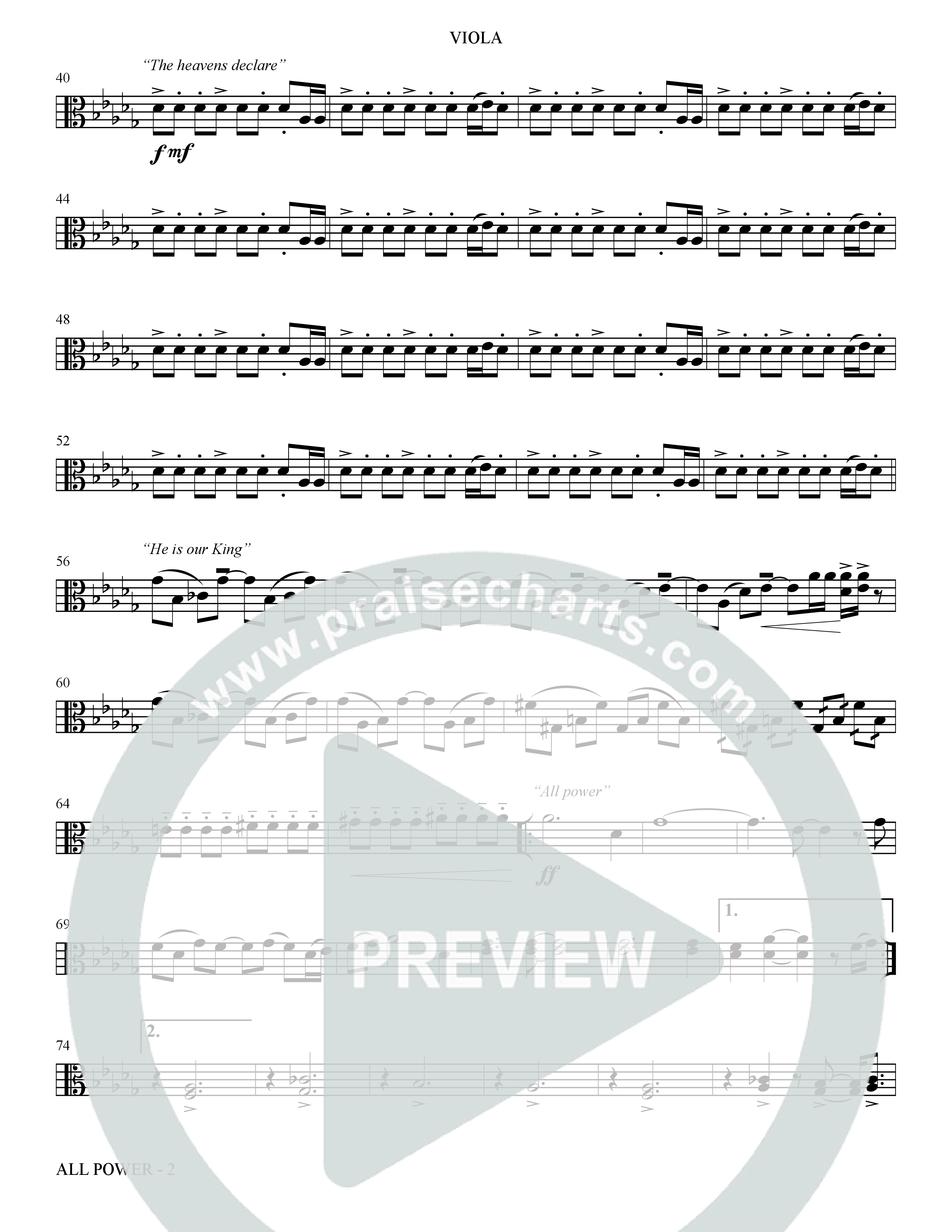 All Power (Choral Anthem SATB) Viola (The Brooklyn Tabernacle Choir / Arr. Carol Cymbala)