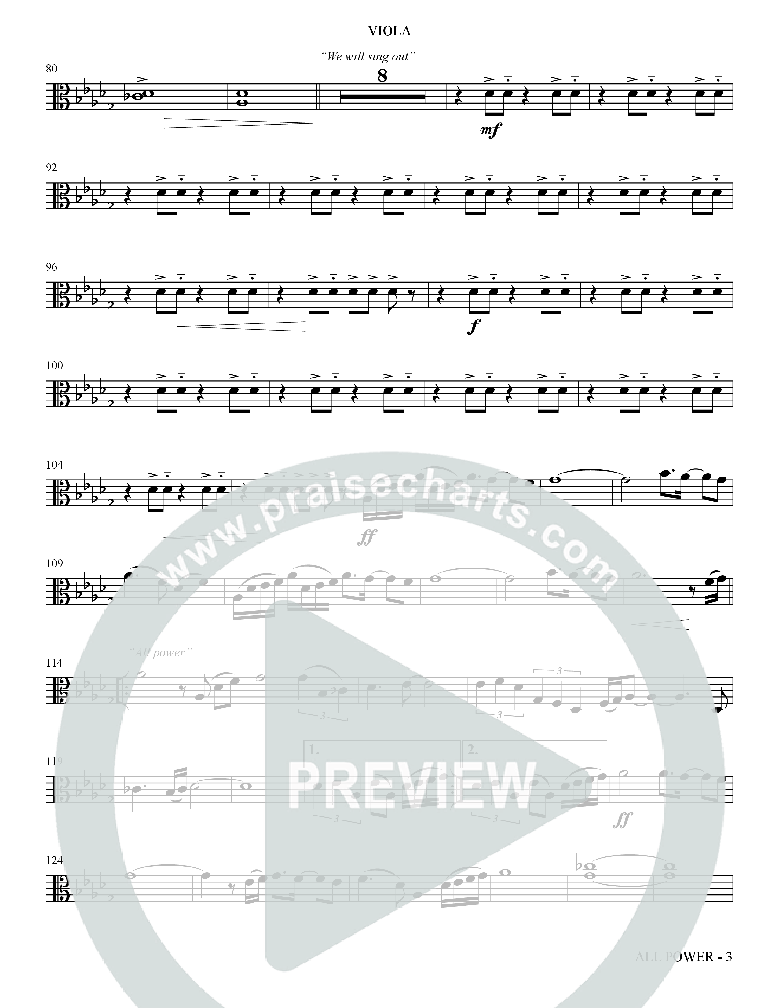 All Power (Choral Anthem SATB) Viola (The Brooklyn Tabernacle Choir / Arr. Carol Cymbala)