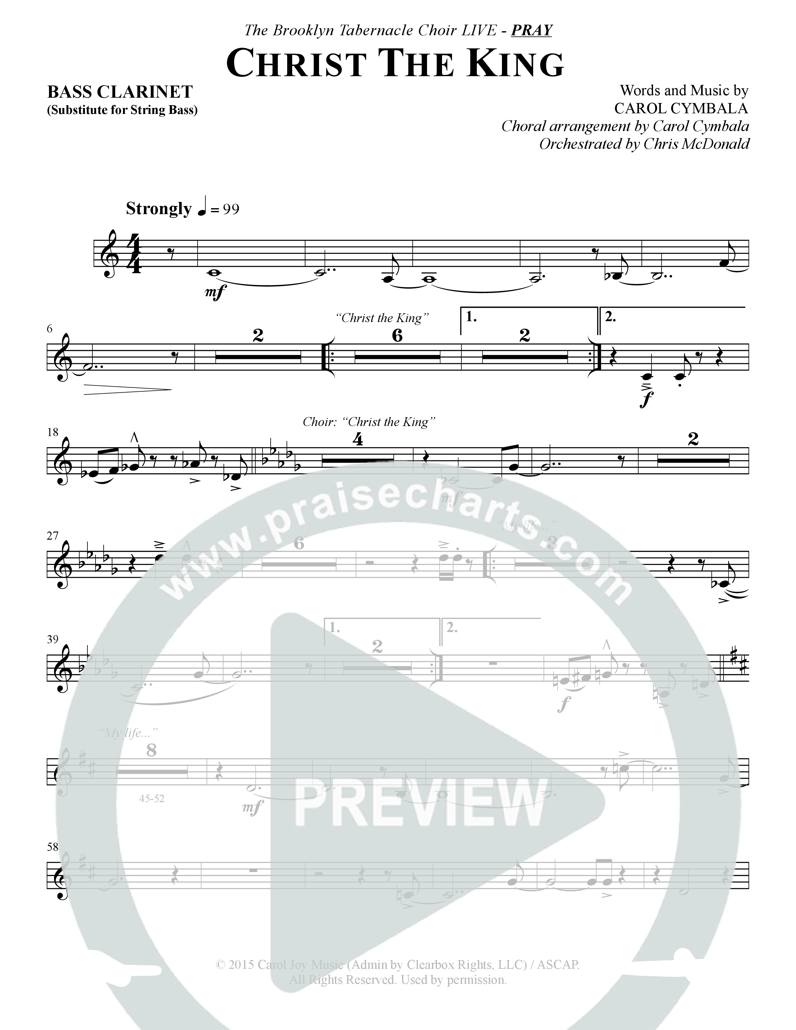 Christ The King (Choral Anthem SATB) Bass Clarinet (The Brooklyn Tabernacle Choir / Arr. Carol Cymbala)