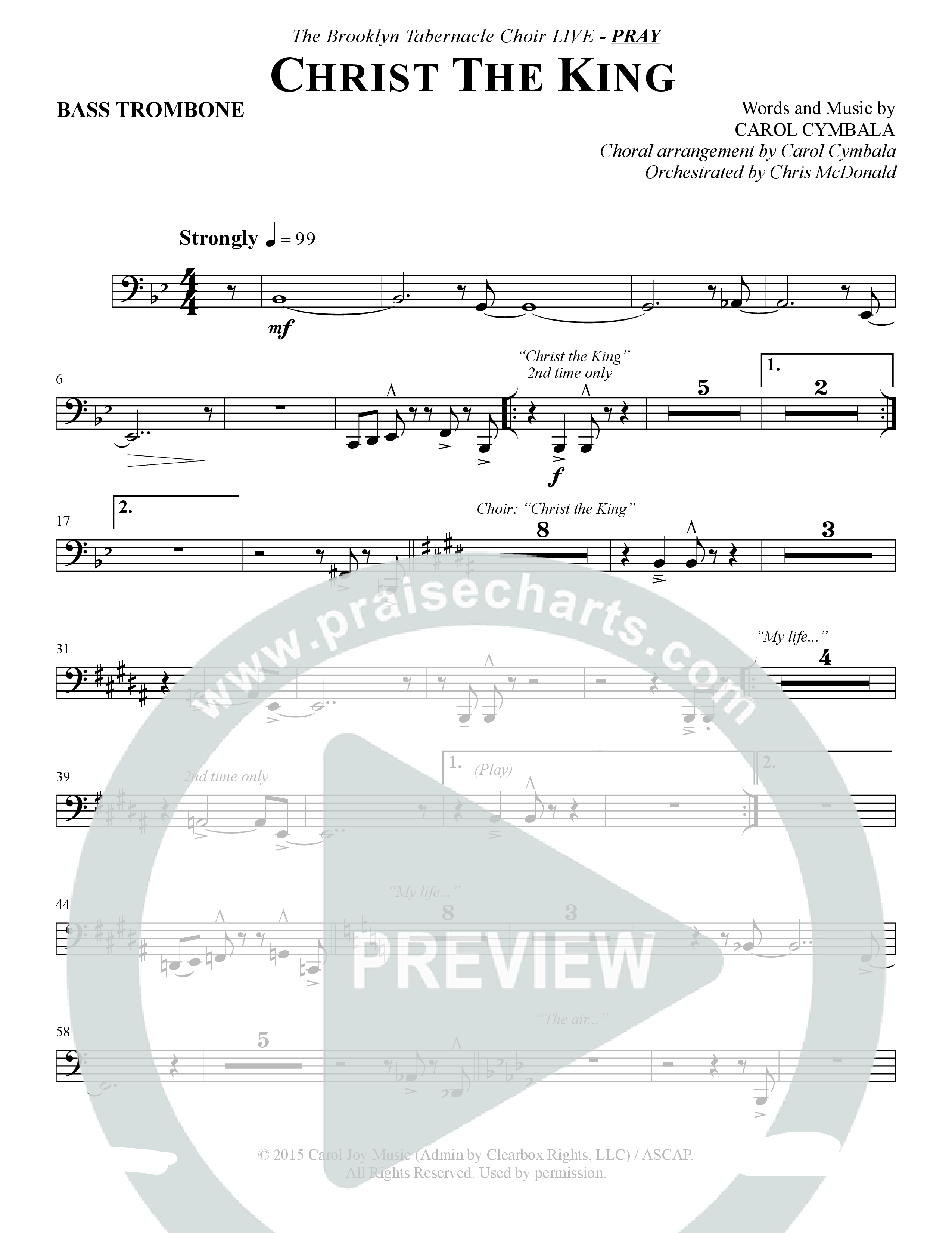 Christ The King (Choral Anthem SATB) Bass Trombone (The Brooklyn Tabernacle Choir / Arr. Carol Cymbala)