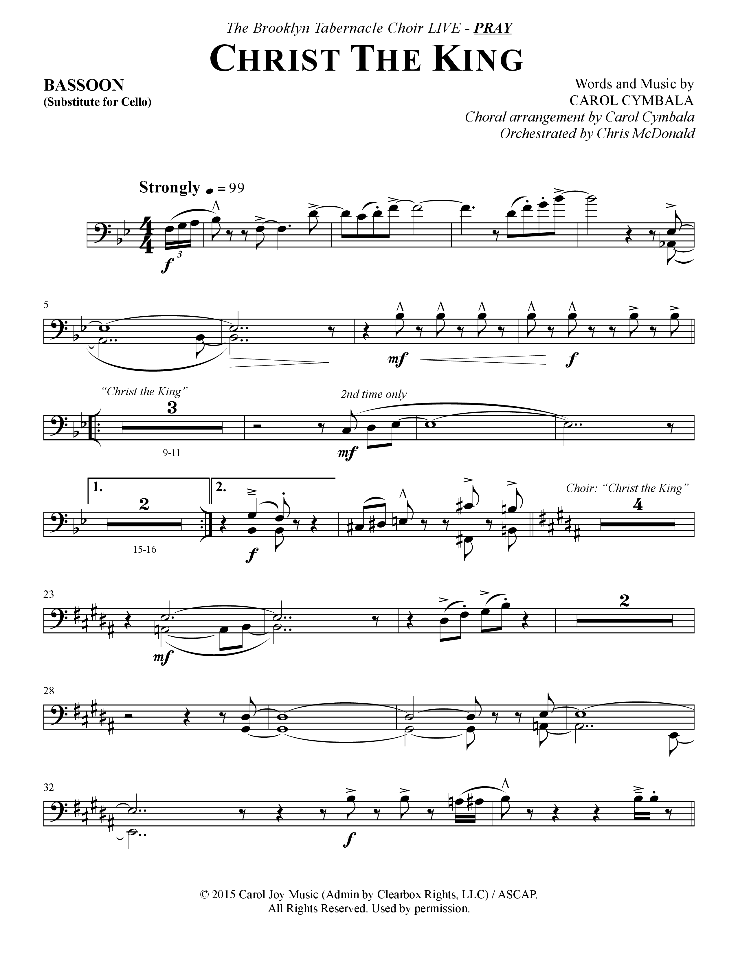 Christ The King (Choral Anthem SATB) Bassoon (The Brooklyn Tabernacle Choir / Arr. Carol Cymbala)